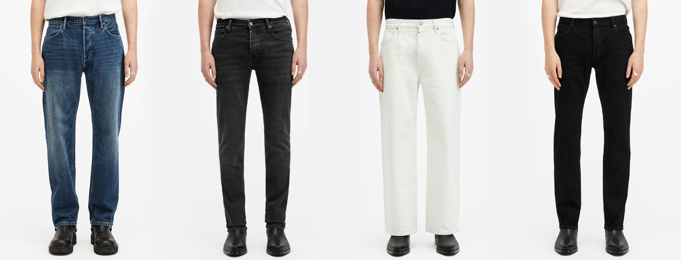 A row of images featuring different jeans.