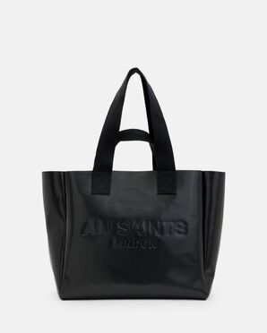 Shop the Izzy Embossed Logo Leather Tote Bag