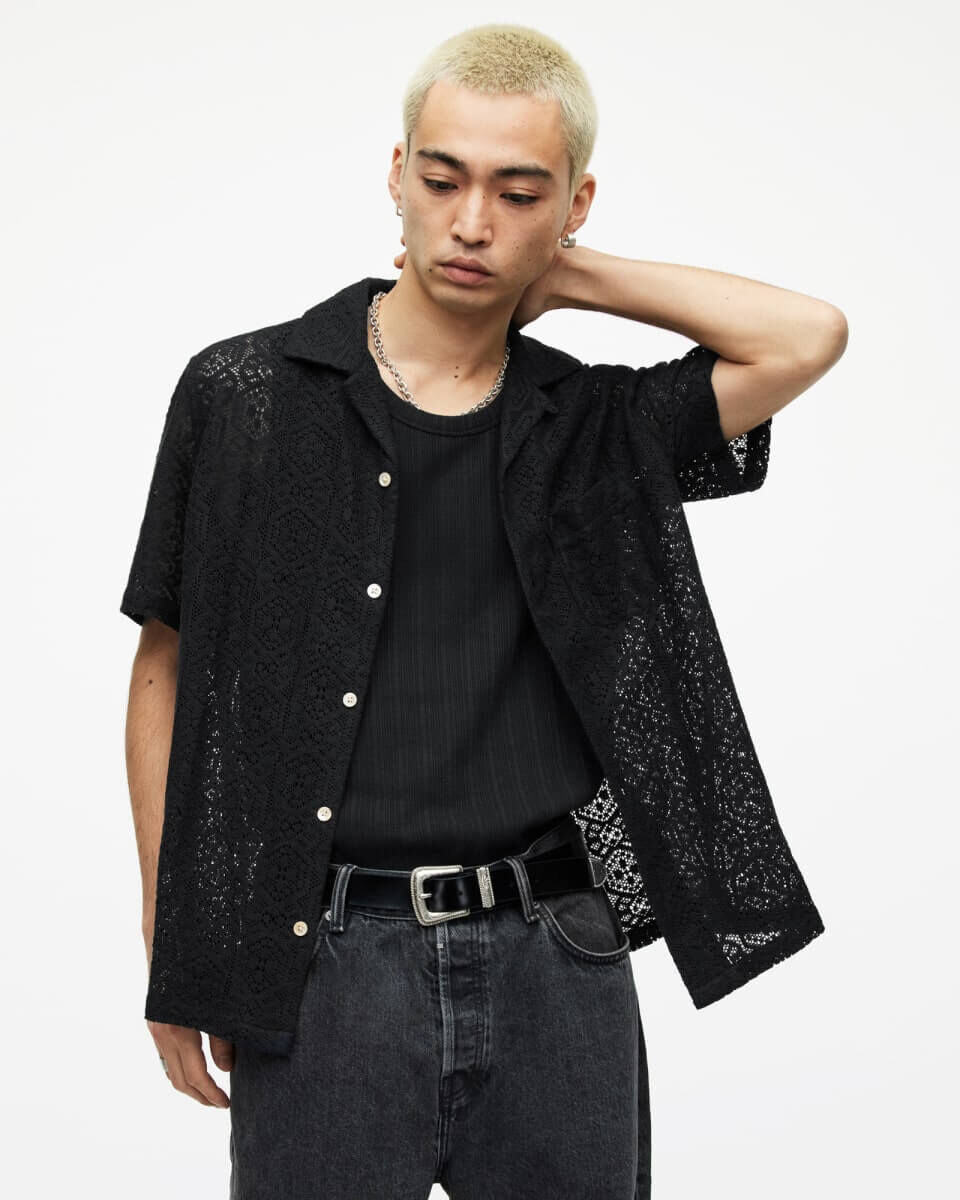 Shop the Harden Hexagon Lace Relaxed Fit Shirt.