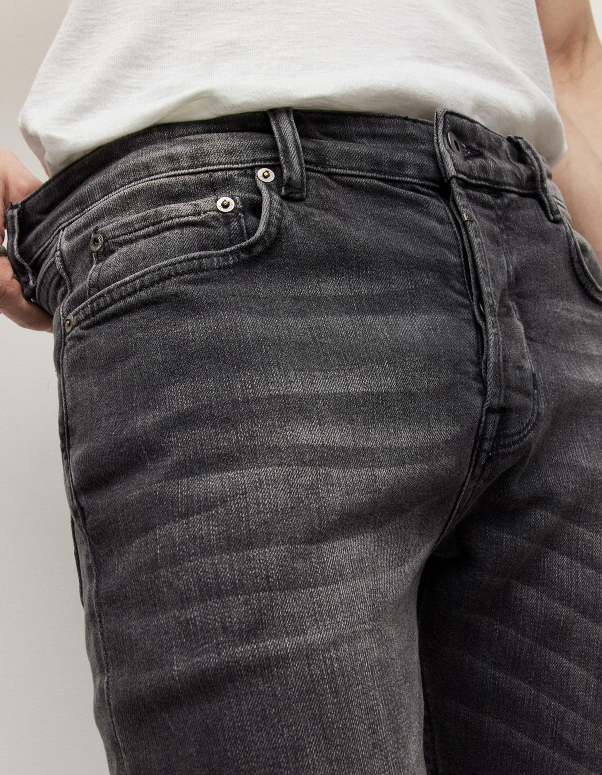 Buy Nuon Dark Grey Distressed Denim Jeans from Westside