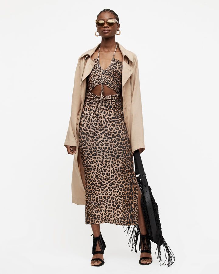 Shop Amaya Leopard Print Cut Out Midi Dress.