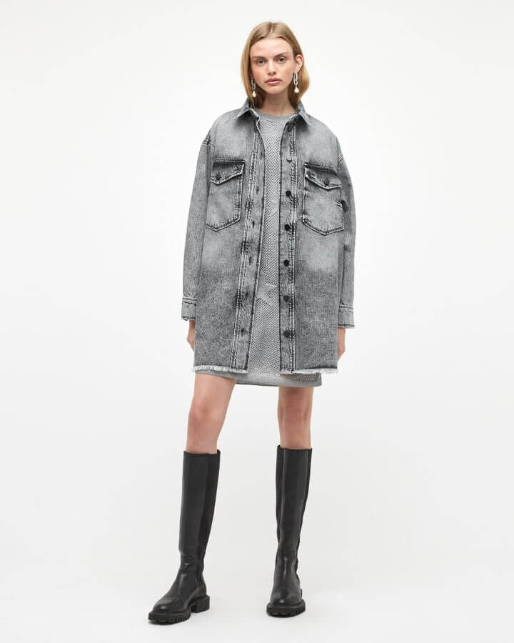 Shop the Lily Oversized Denim Shacket Dress.