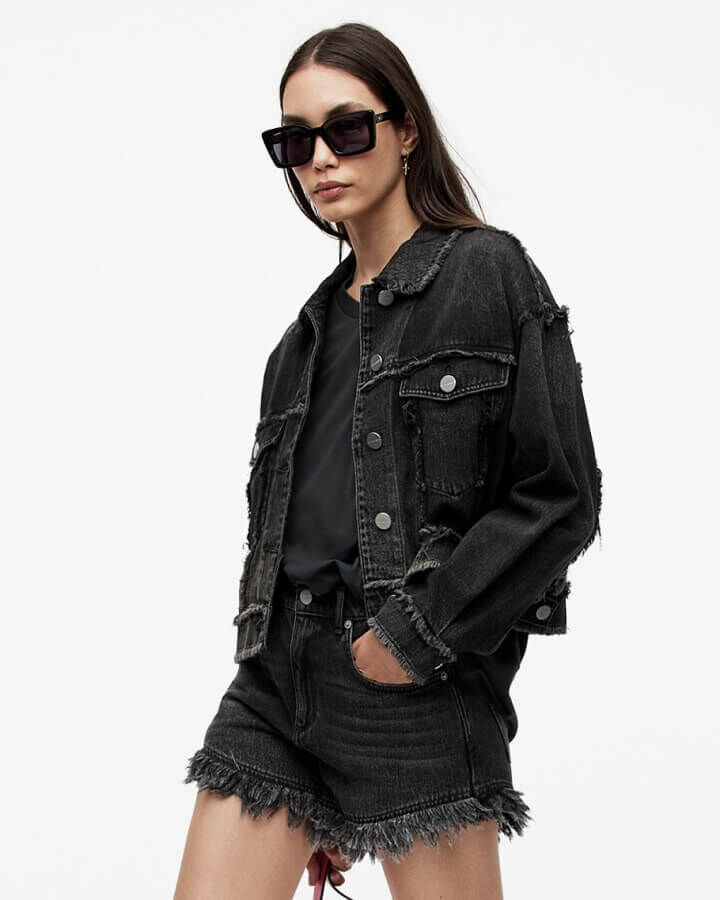 Shop Claude Relaxed Fit Frayed Denim Jacket.