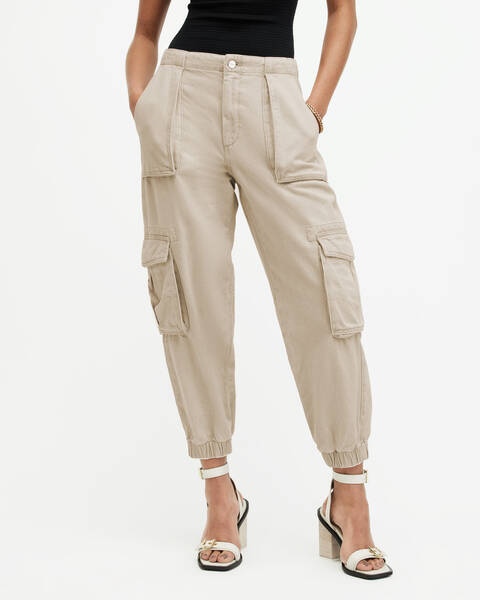 Ladies Cargo Pants Skinny Stretch Womens Jeans khaki Sizes 6 8 10 12 14