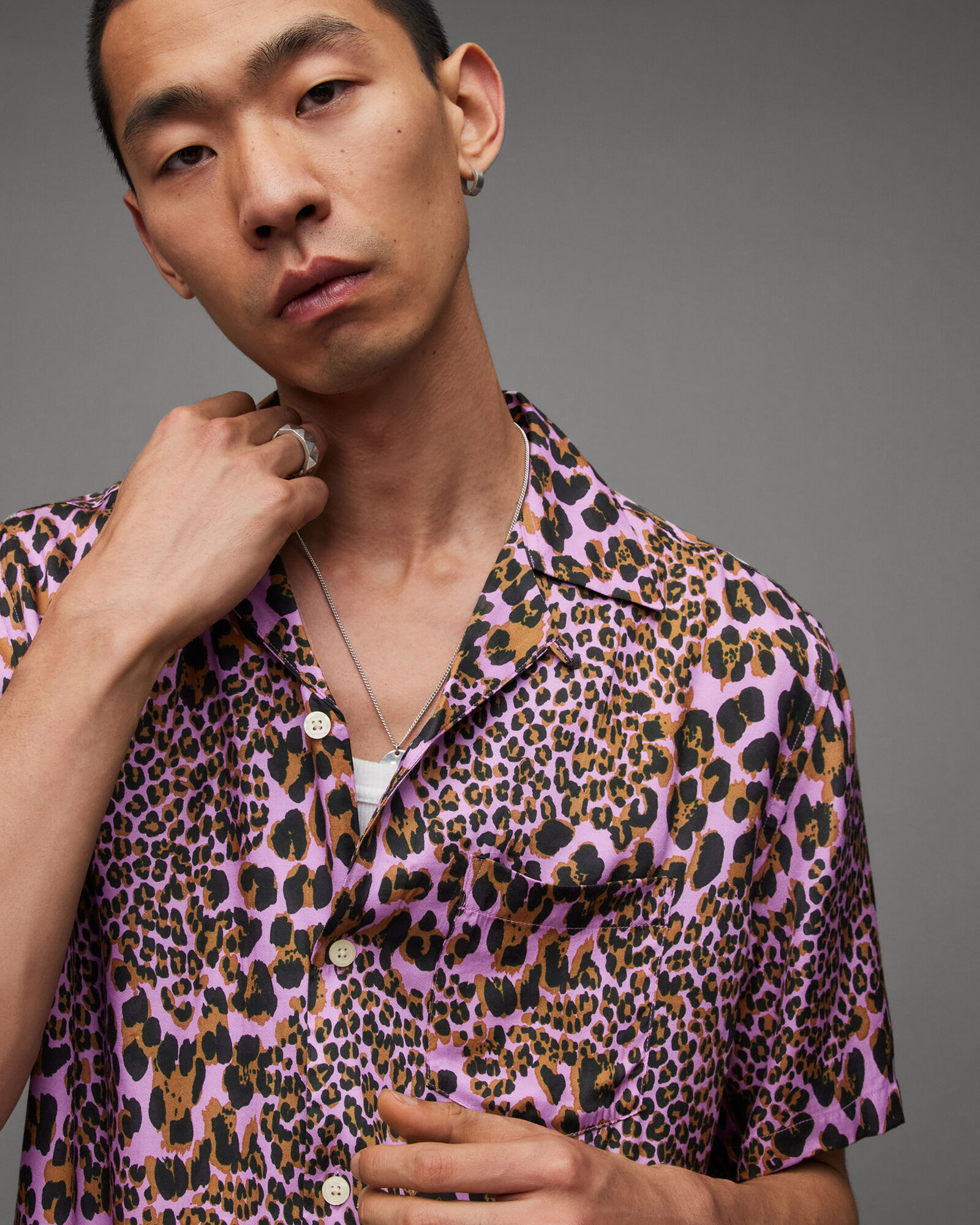 Leo Leopard Print Relaxed Fit Shirt