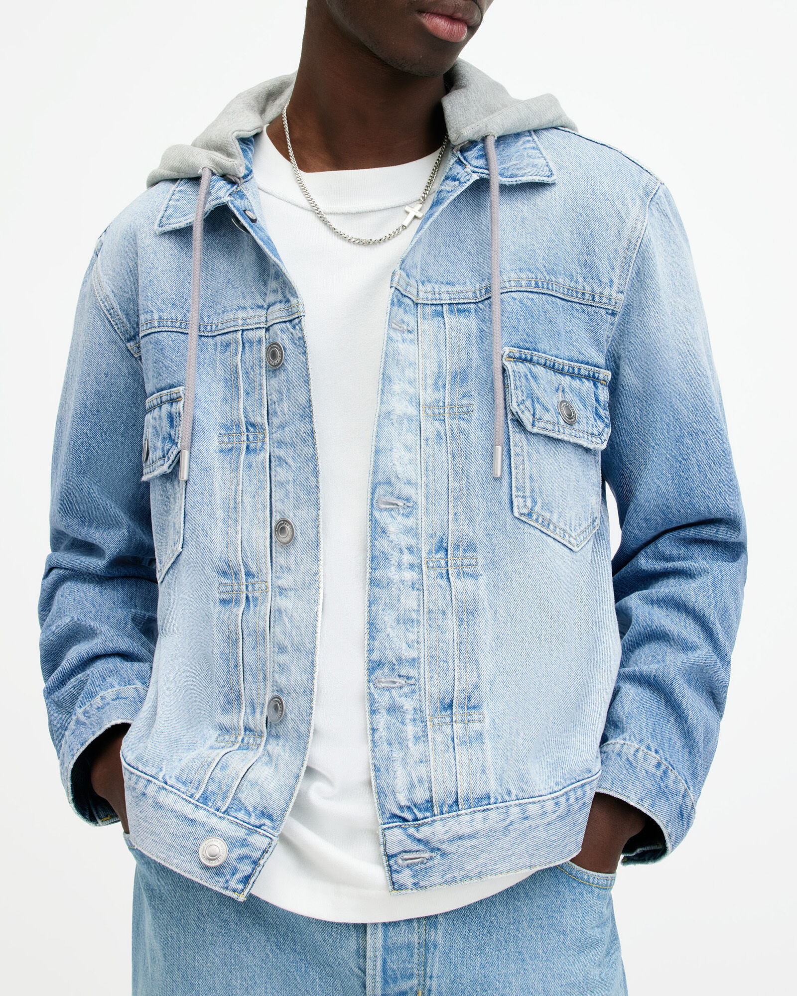 Spirit Denim Trucker Jacket Indigo Blue | ALLSAINTS Canada