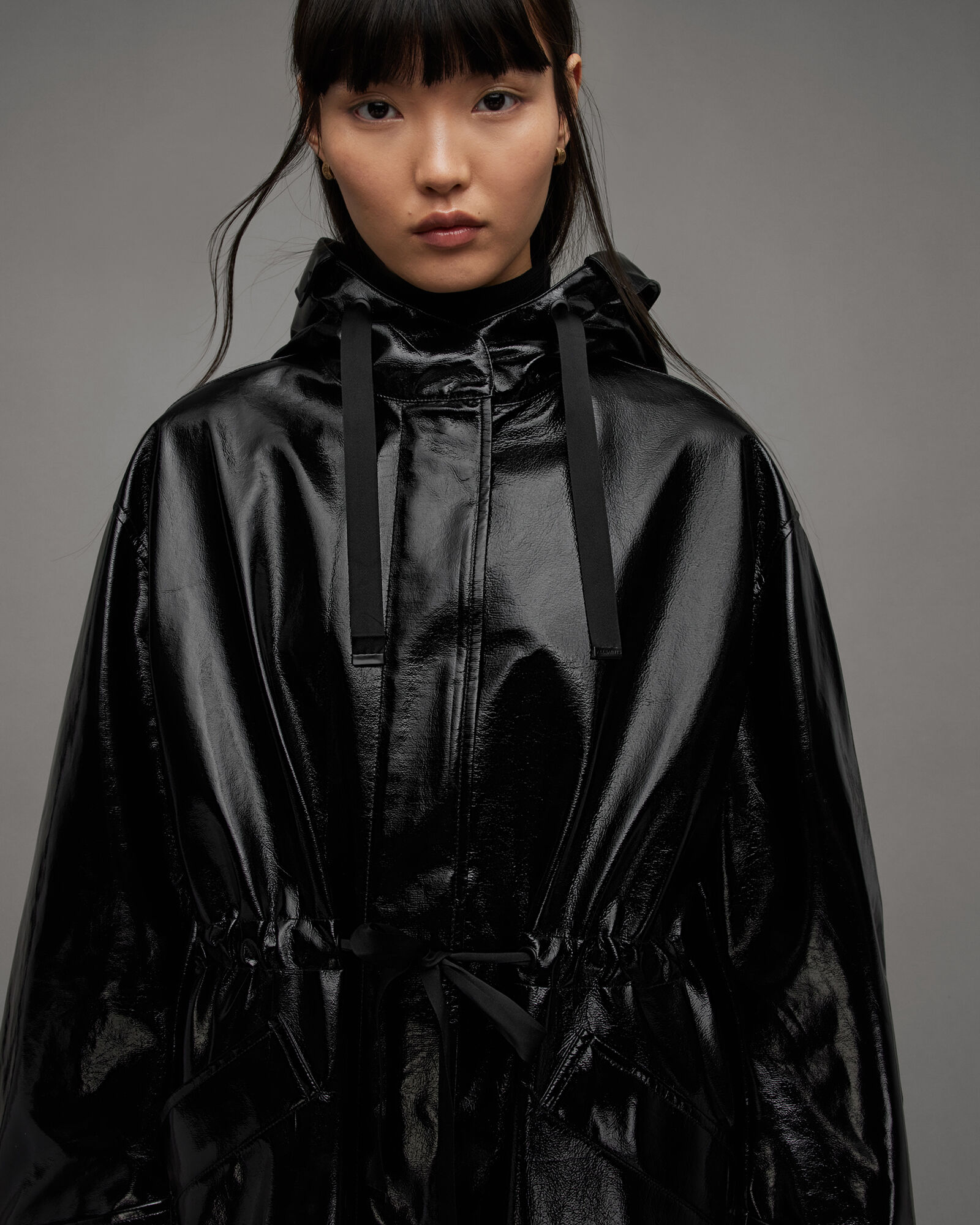 Erna Shine Relaxed Trench Coat Black | ALLSAINTS
