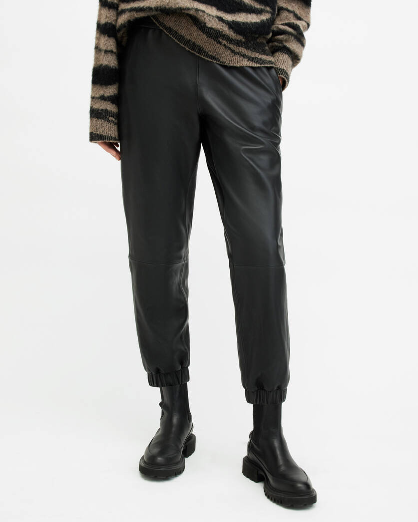 Zara mid rise faux leather trousers, Zara leather