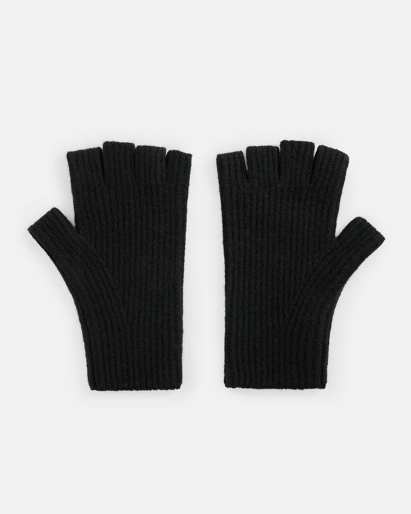 Oppose Boiled Wool Fingerless Gloves Black