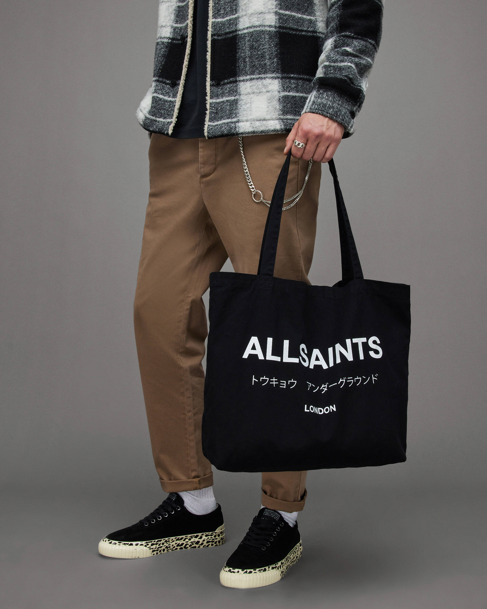 Underground Shopper Tote Bag Black/Chalk | ALLSAINTS