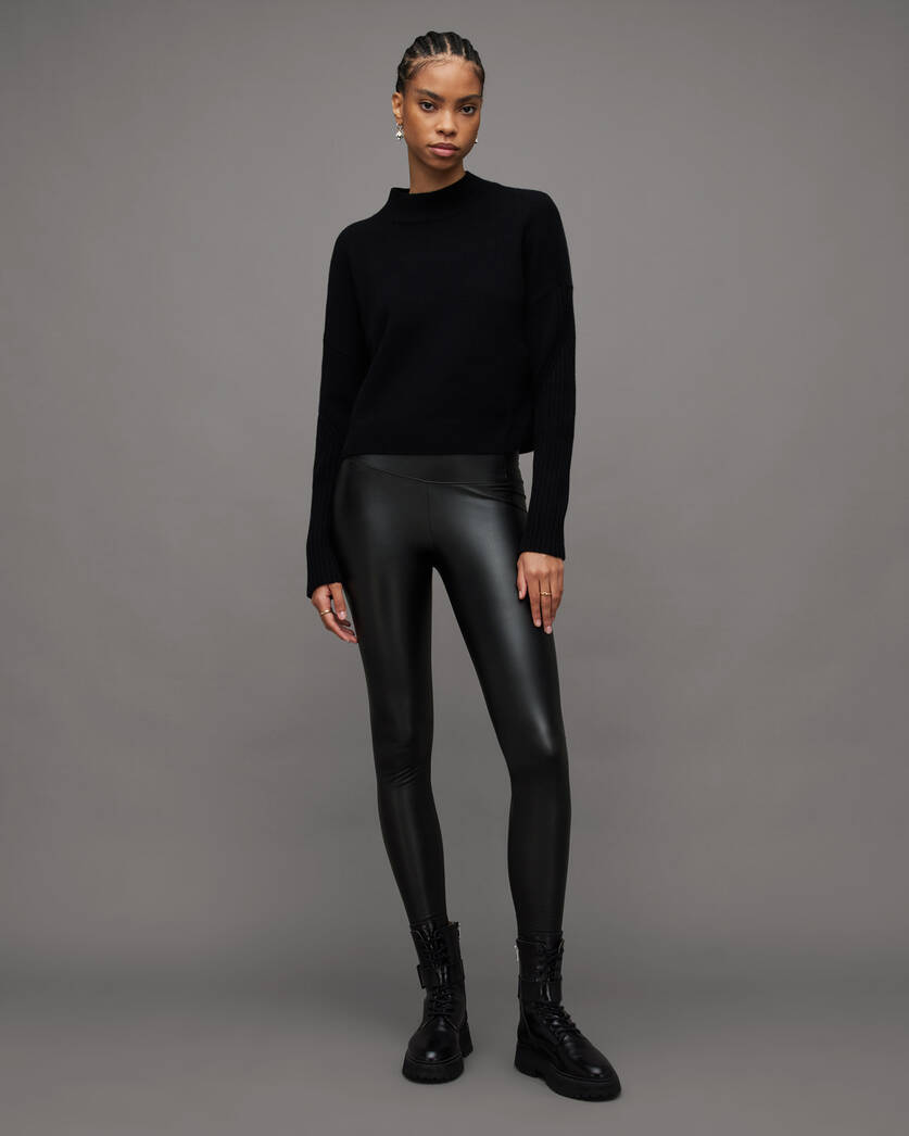 Leder Look Leggings Black – worldclassca