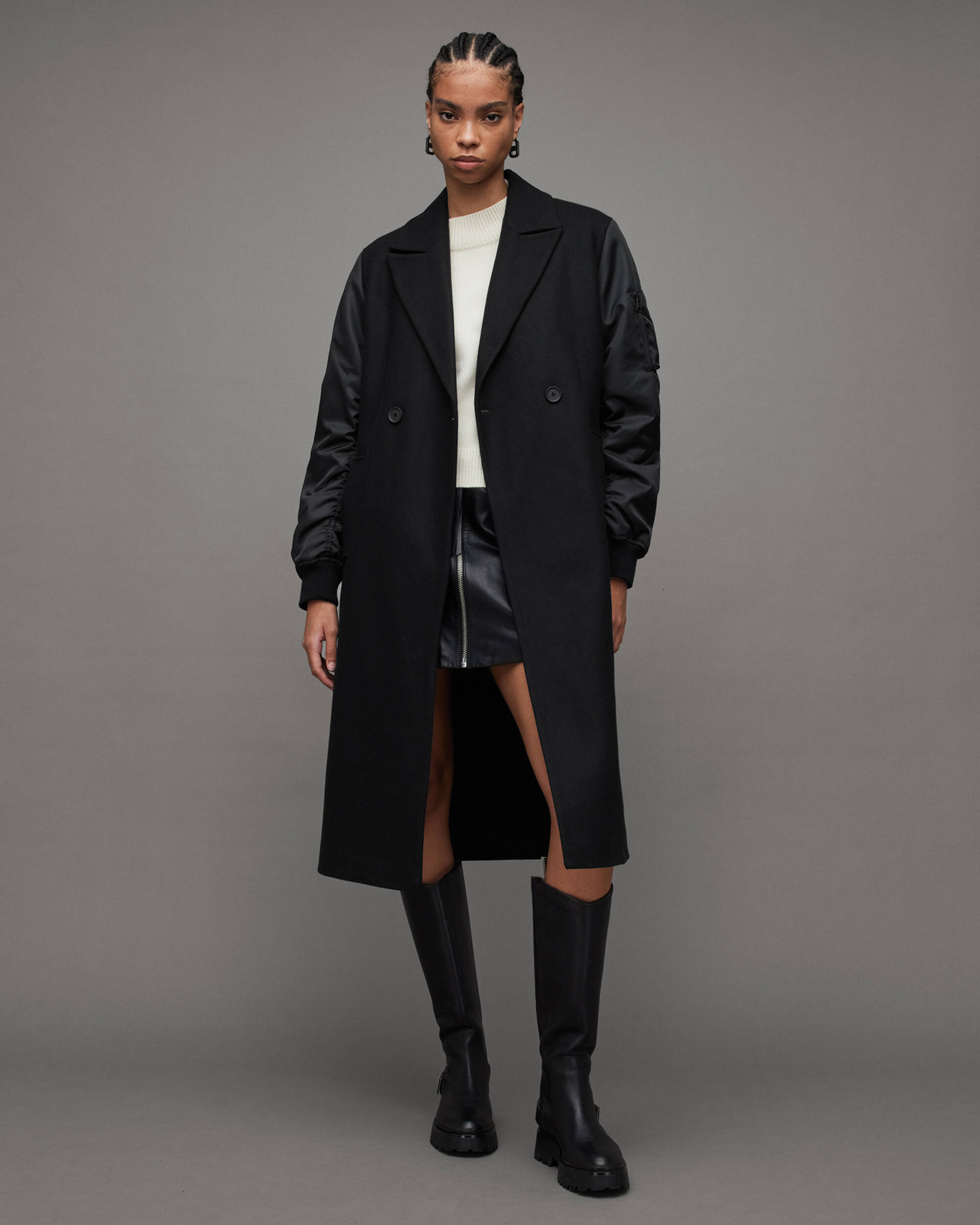 Paulah Wool Cashmere Blend Long Coat Black | ALLSAINTS