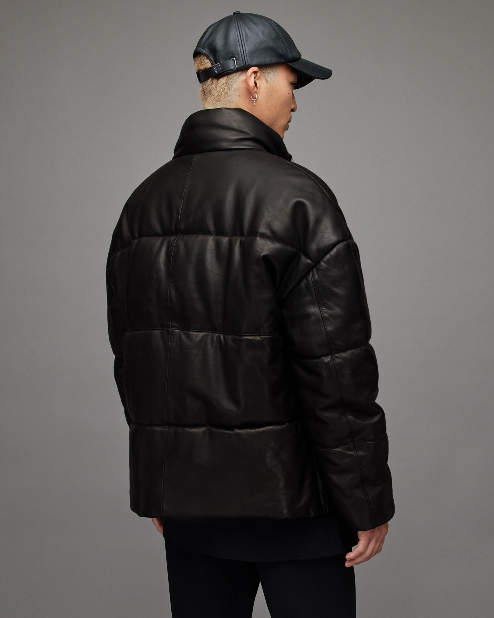 Mercer Leather Puffer Jacket Black | ALLSAINTS CA