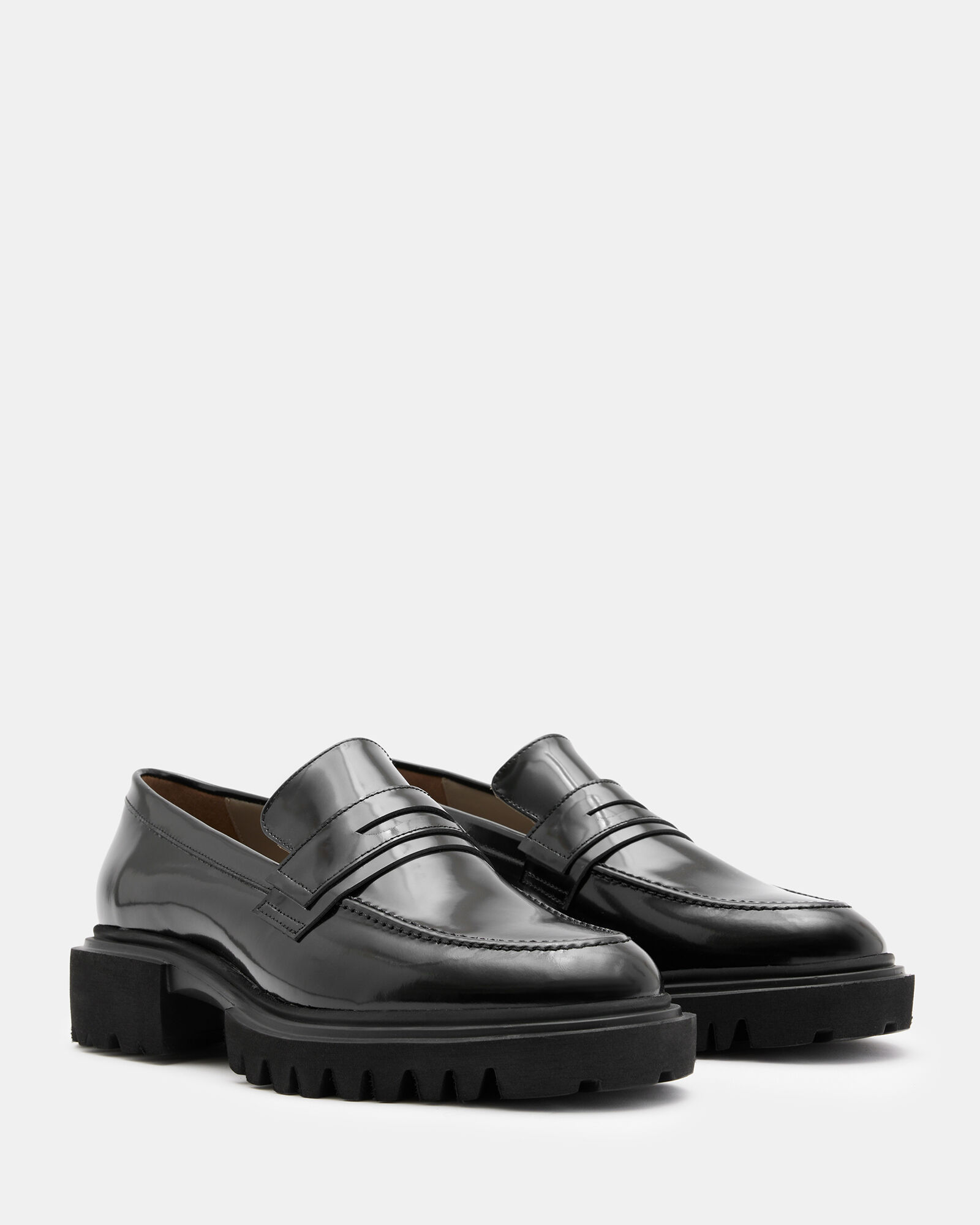 Vinni Chunky Leather Loafer Shoes Black | ALLSAINTS