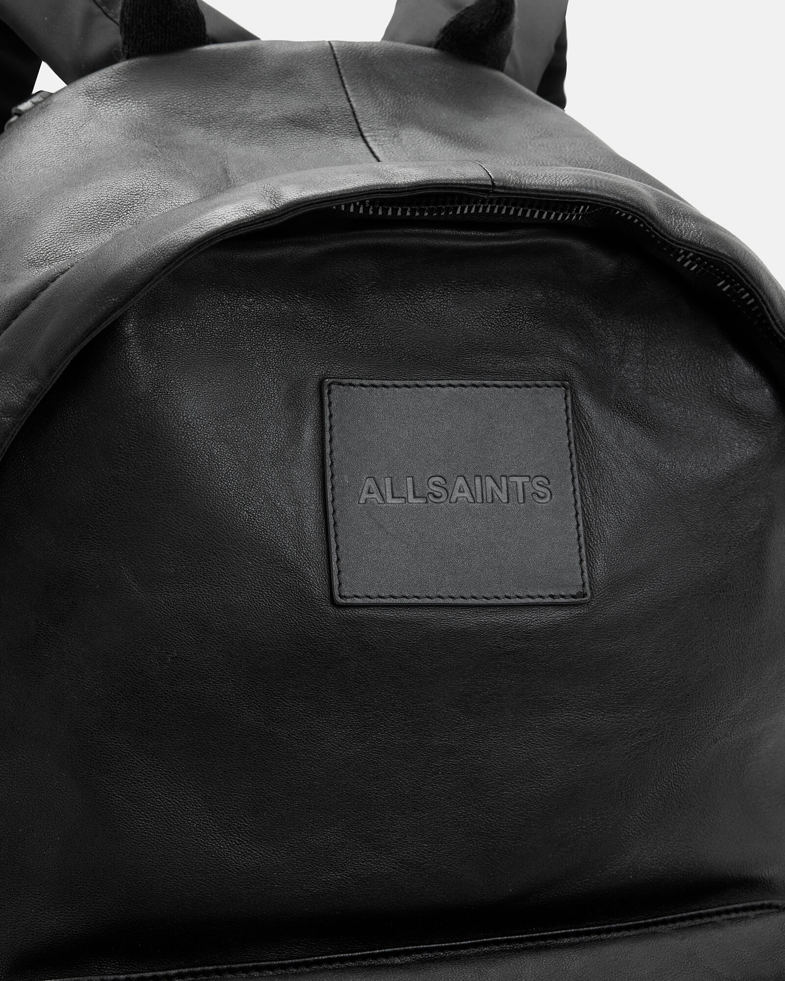 Carabiner Embossed Logo Leather Backpack Black | ALLSAINTS Canada