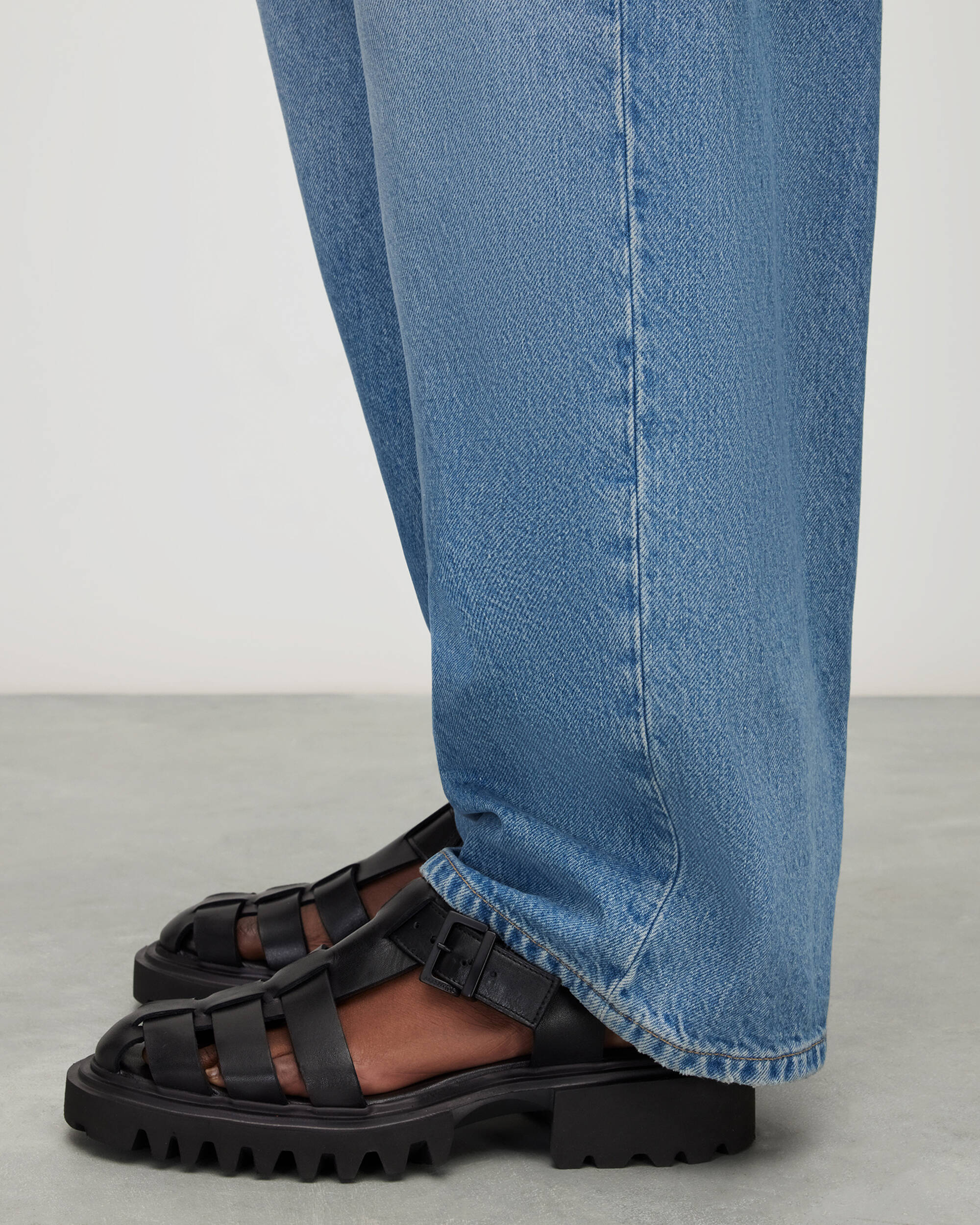 Nessie Leather Sandals Black | ALLSAINTS