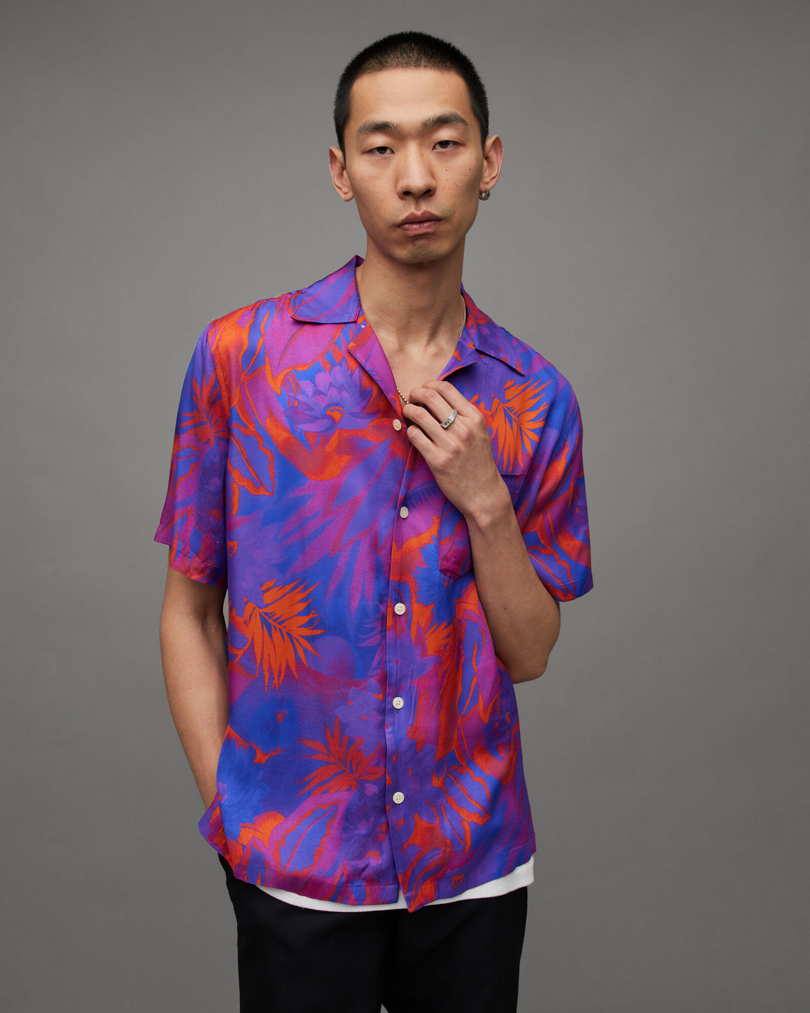 Gozo Tropical Print Relaxed Fit Shirt