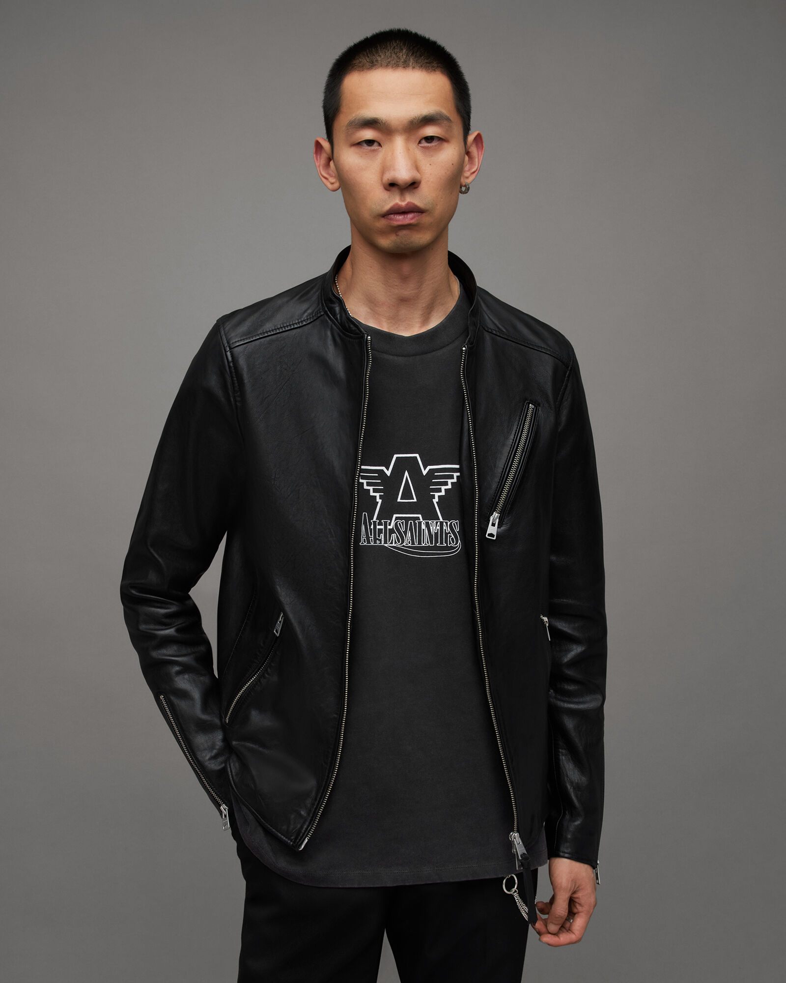 Allsaints allsaints dren leather biker jacket size S | Grailed