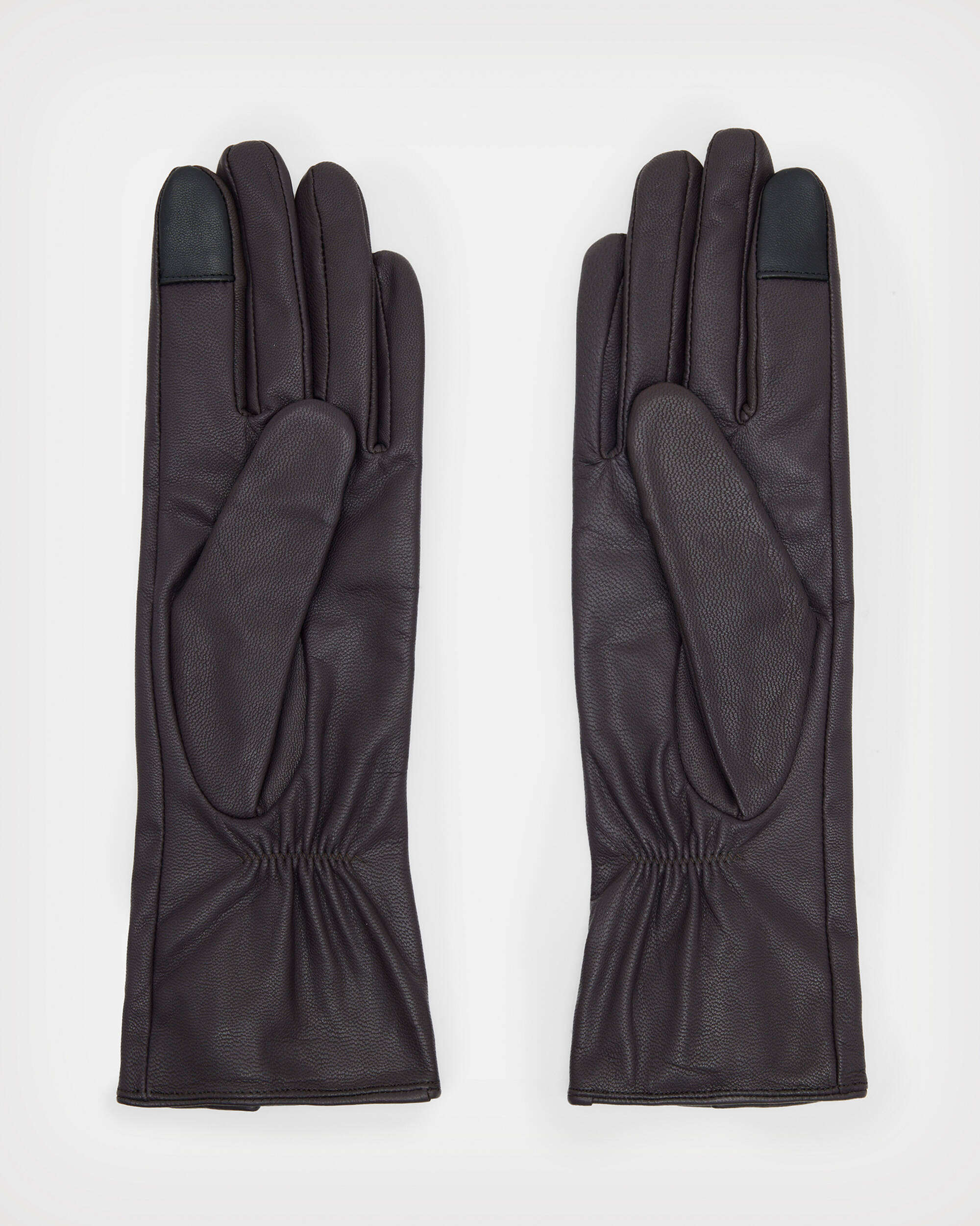 Sara Zip Leather Gloves CORDOVAN/SILVER | ALLSAINTS