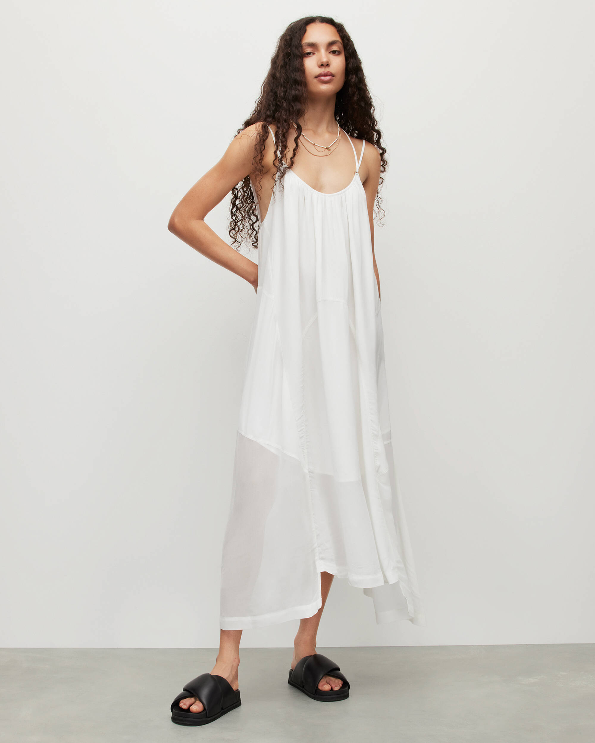 Areena Adjustable Maxi Dress Optic White | ALLSAINTS