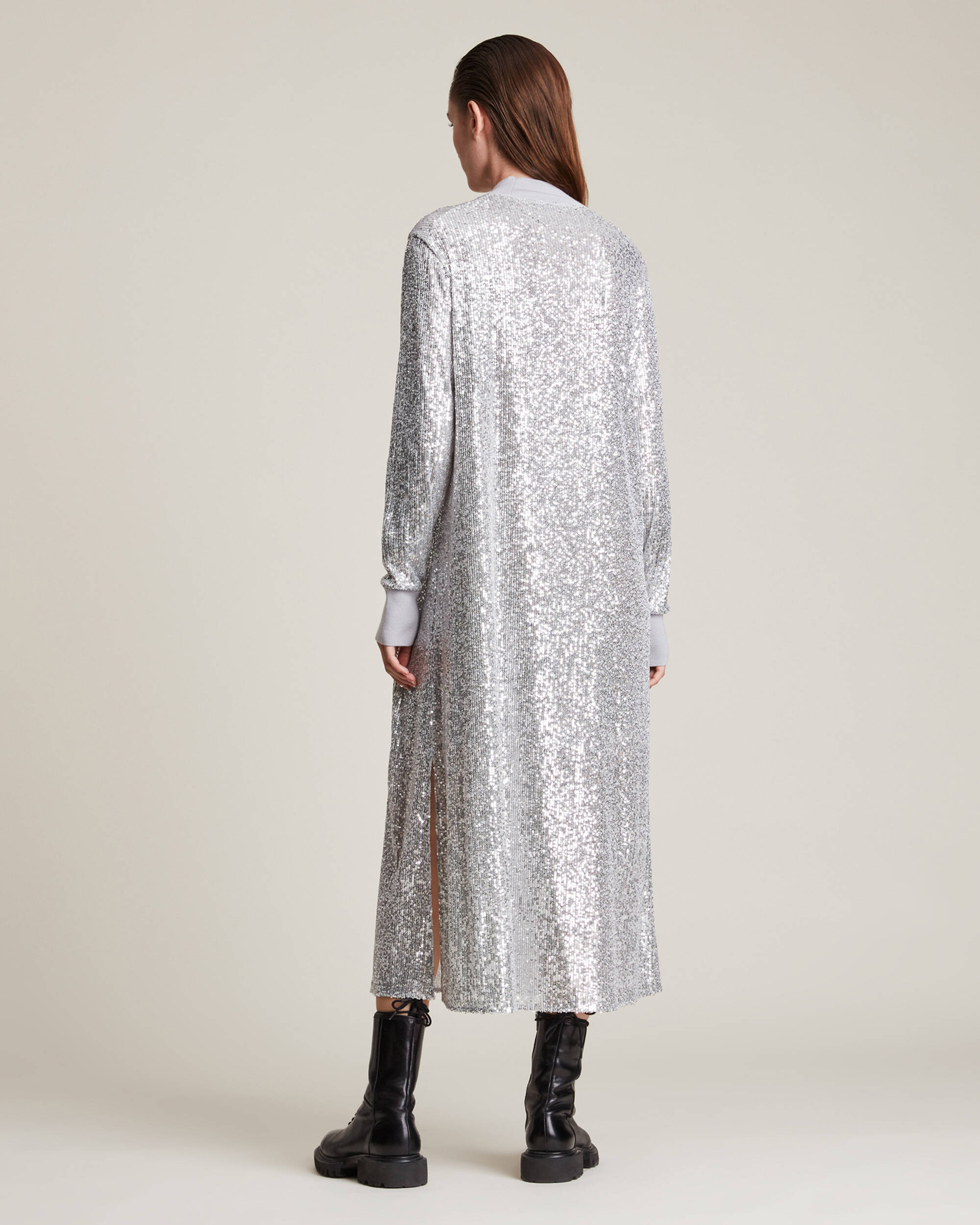 Juela Sequin Dress Silver | ALLSAINTS