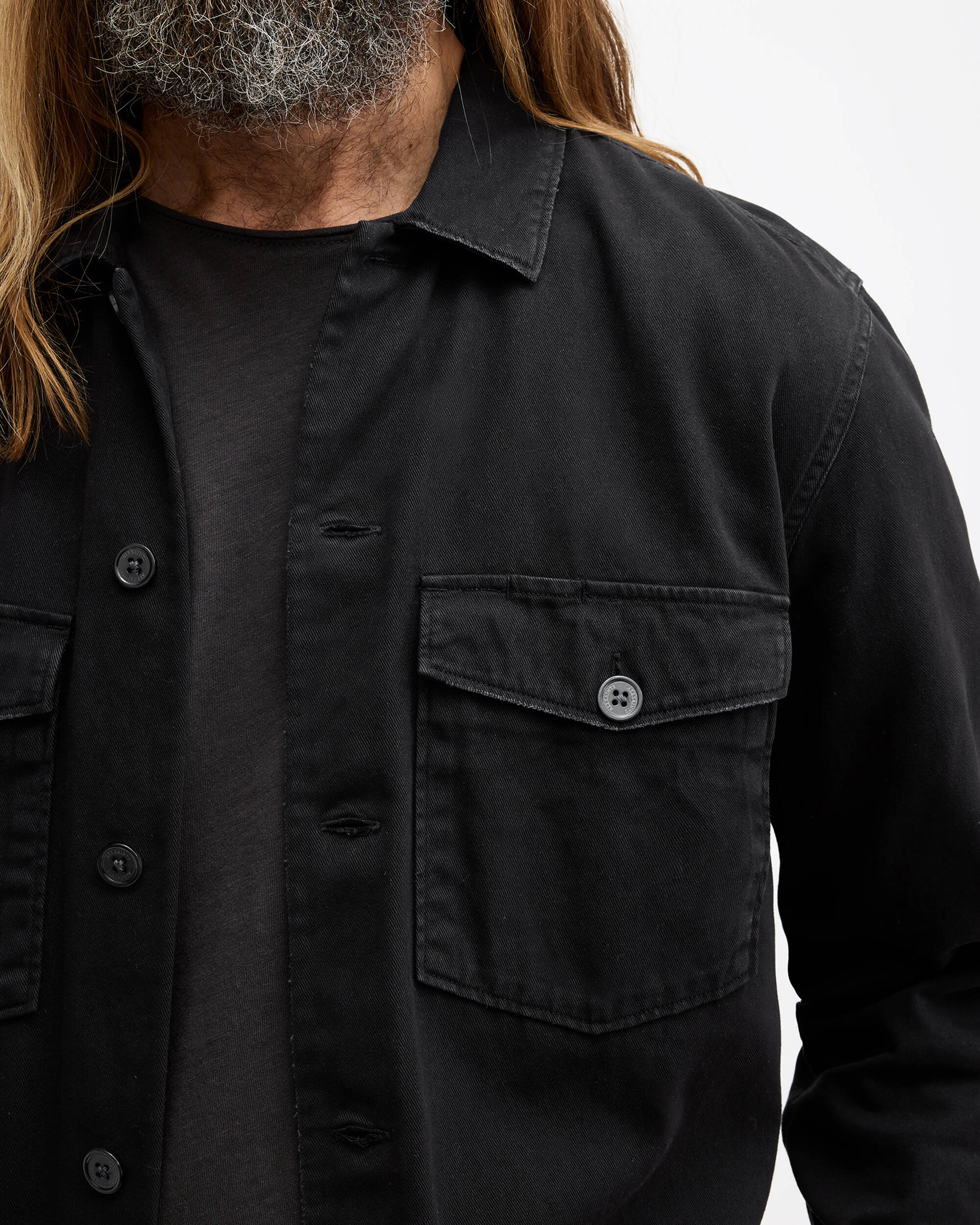 Spotter Long Sleeve Military Overshirt Black | ALLSAINTS