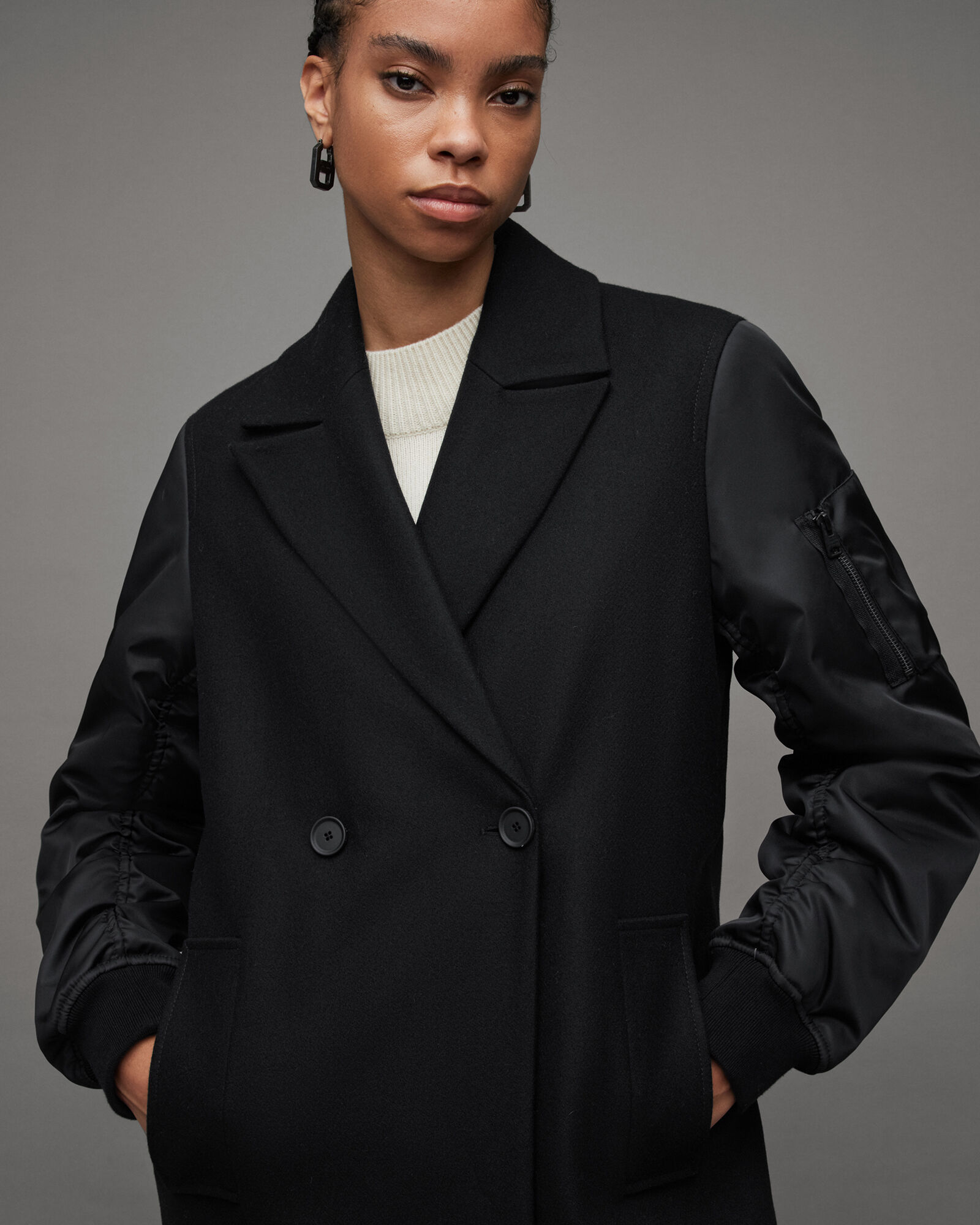 Paulah Wool Cashmere Blend Long Coat Black | ALLSAINTS Canada