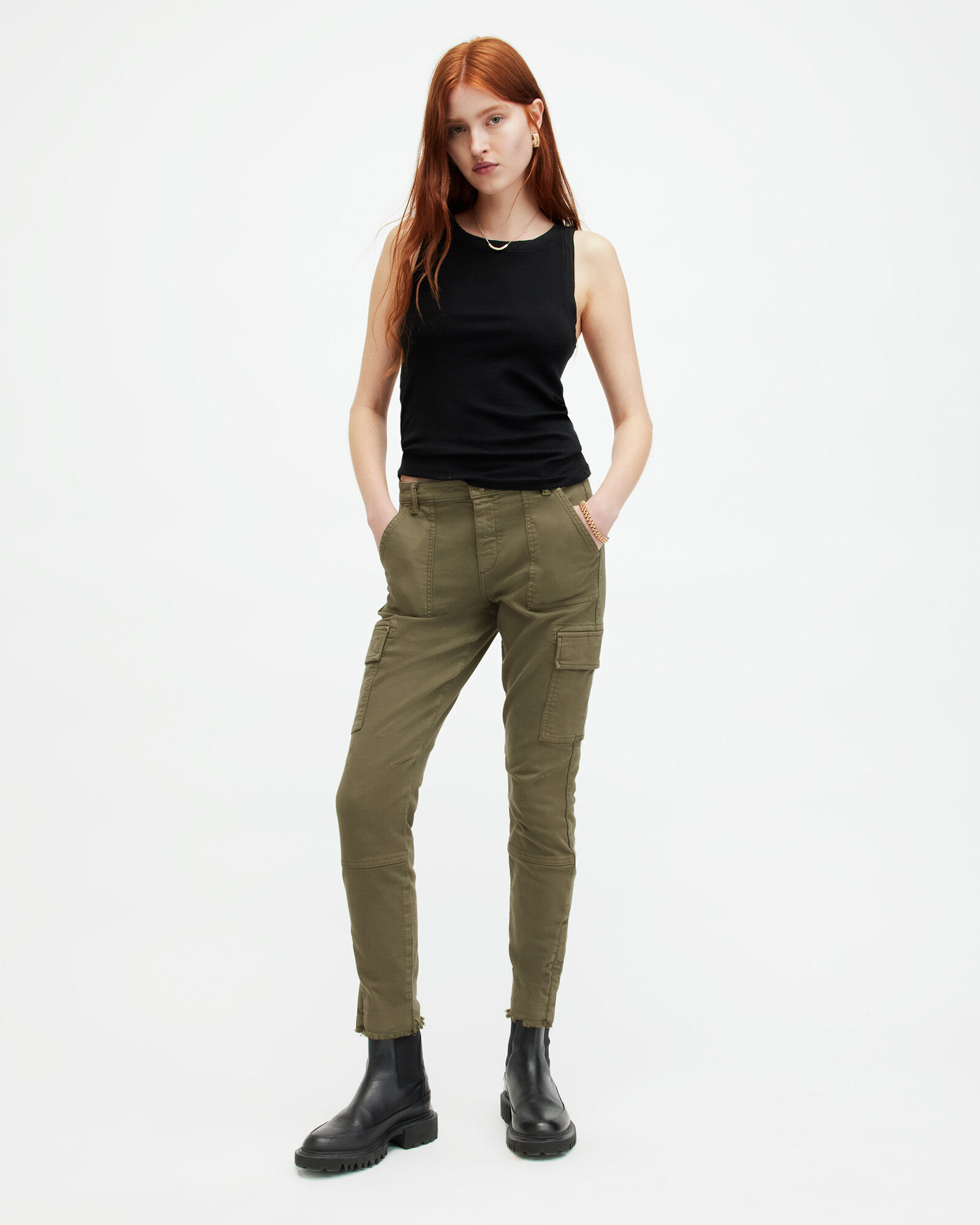 Women's Elasticated Waist Cargo Trousers Beige – Styledup.co.uk