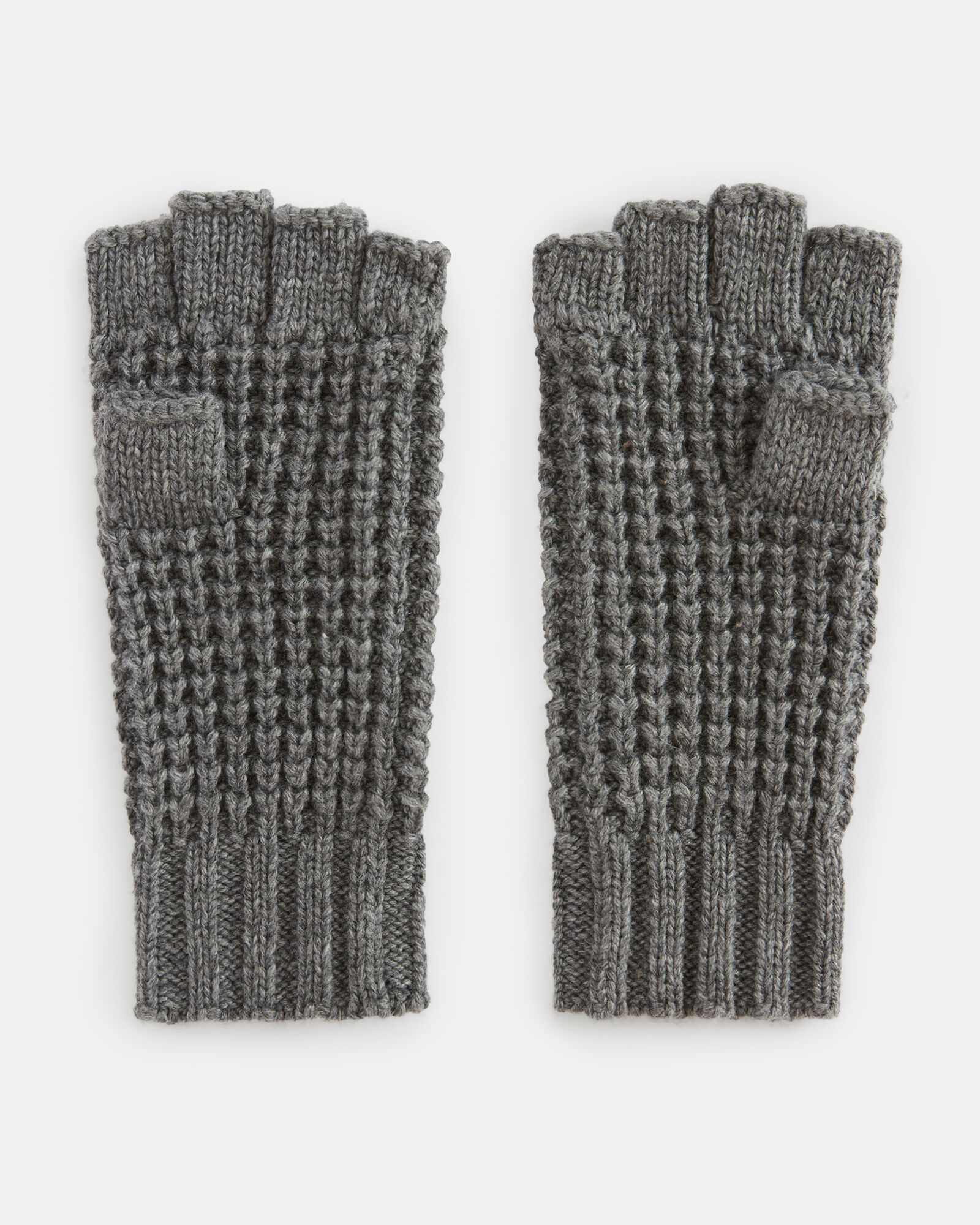 Nevada Ribbed Fingerless Gloves Grey Marl | ALLSAINTS