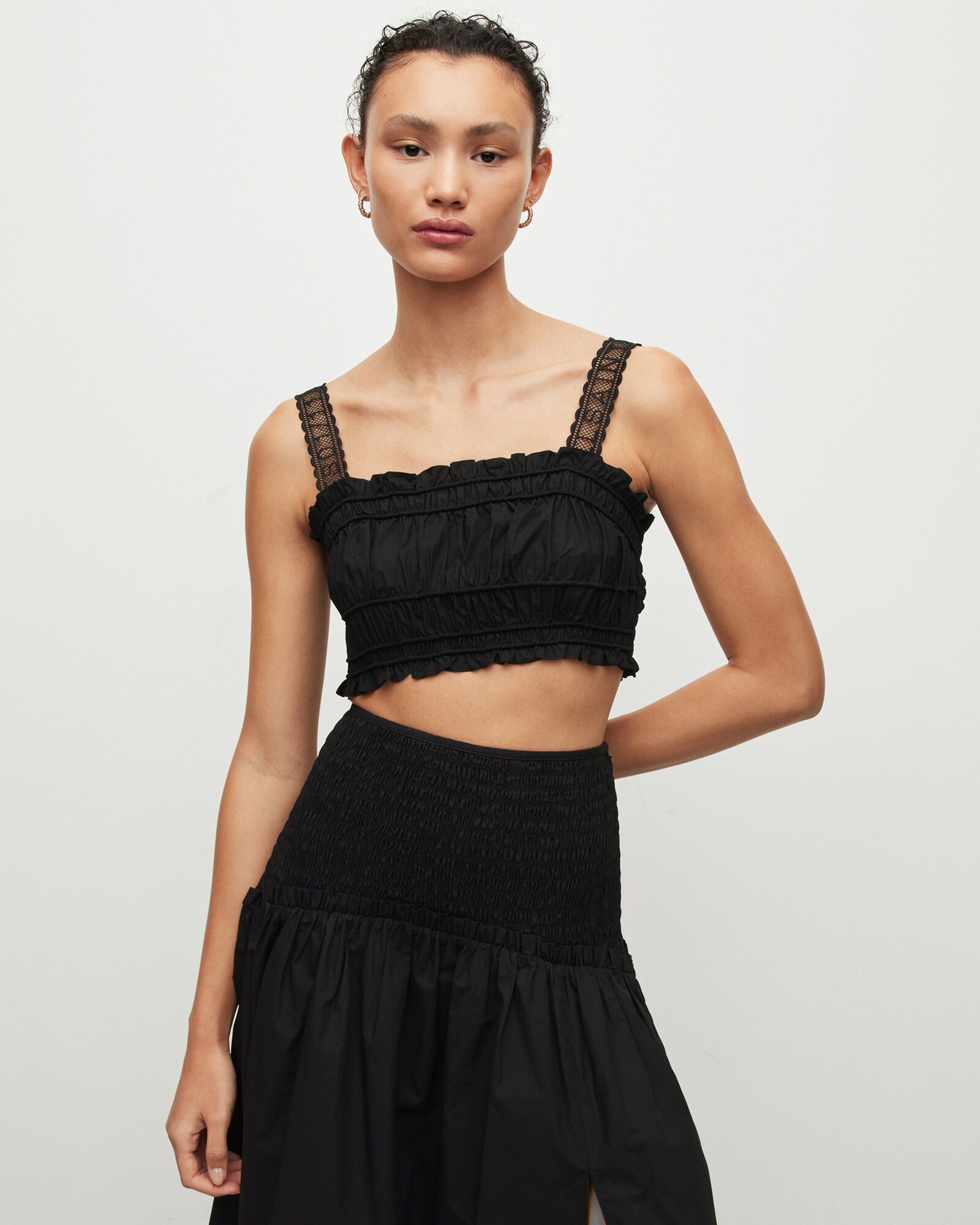 Alex Smock Embroidery Super Cropped Top