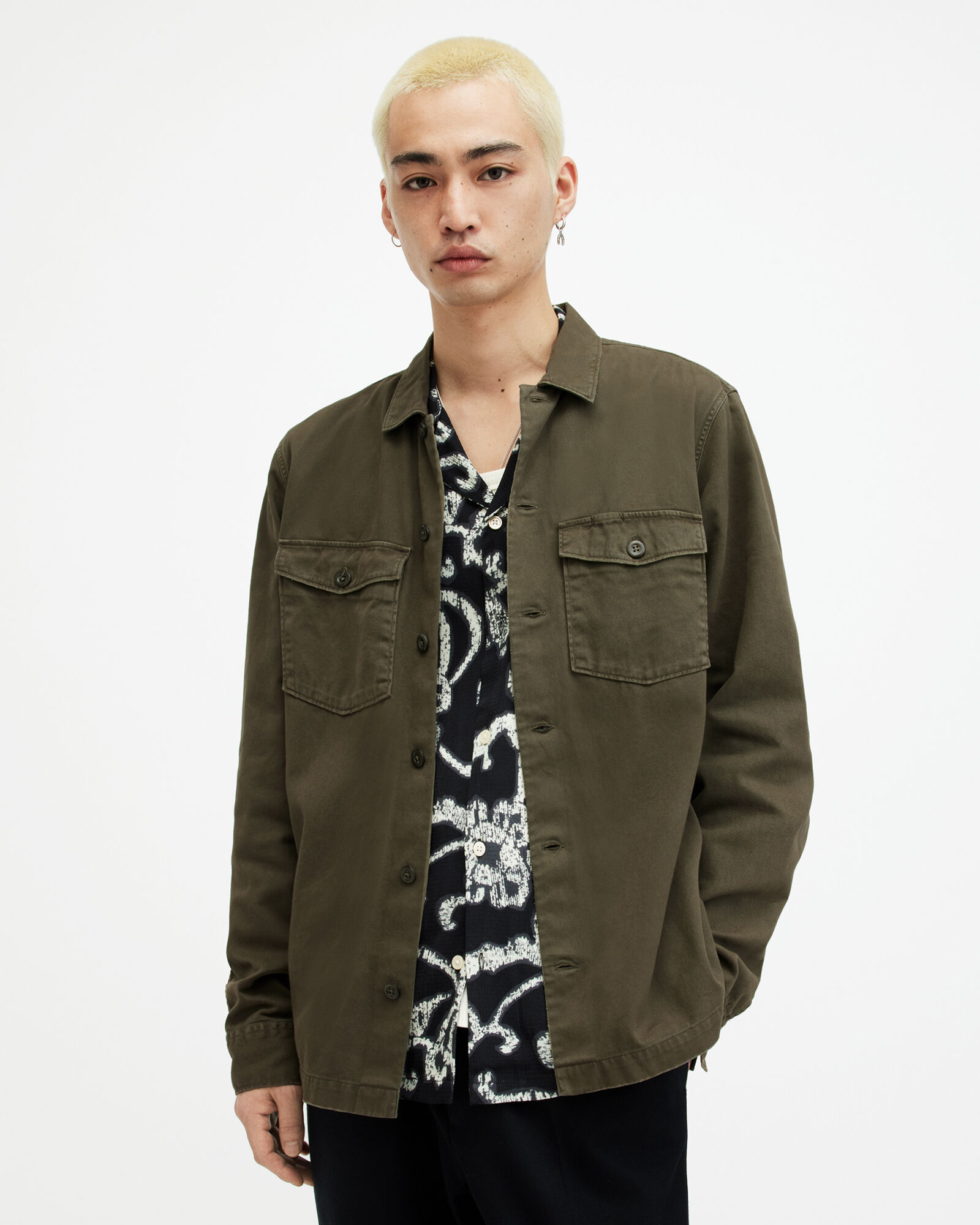 Spotter Long Sleeve Military Overshirt CARGO GREEN | ALLSAINTS Canada