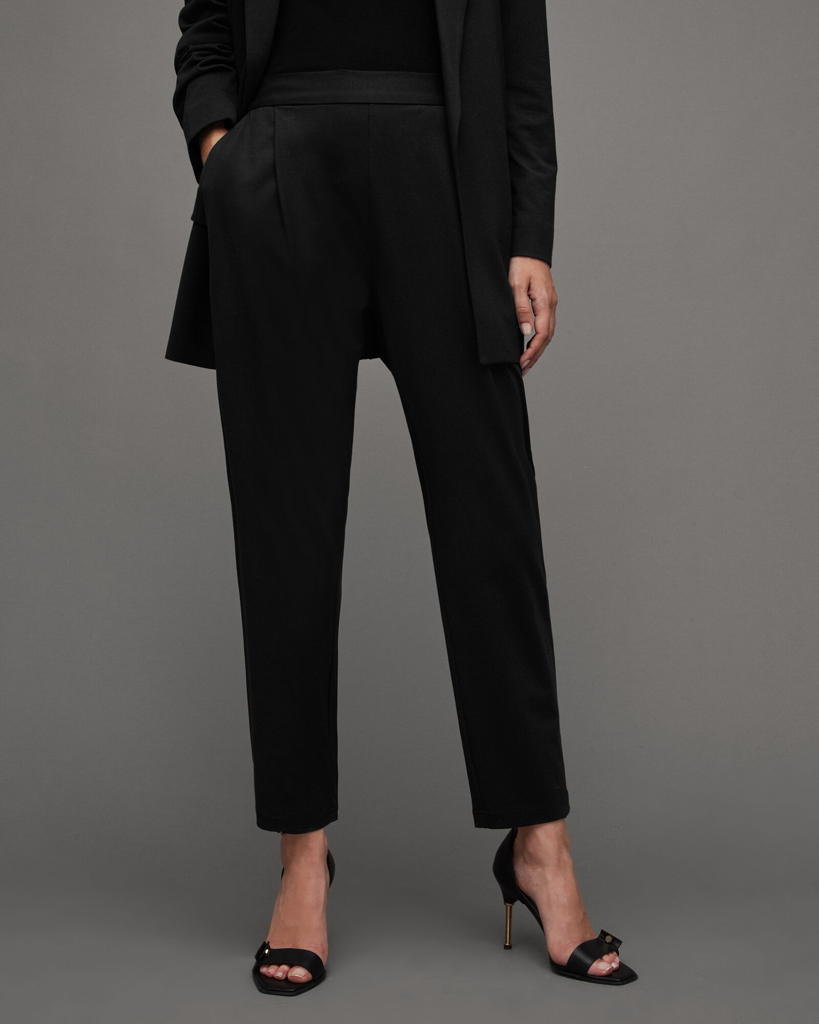 Crepe Womens Stretchy Tapered Fit Salon Trousers Black  SHOP ALL  WORKWEAR from Simon Jersey UK