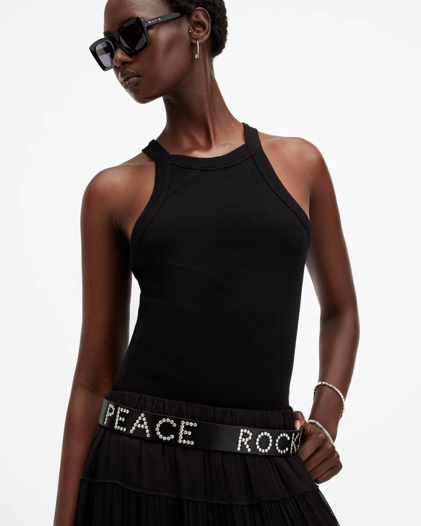 Peace Rocks Studded Leather Belt  large image number 1