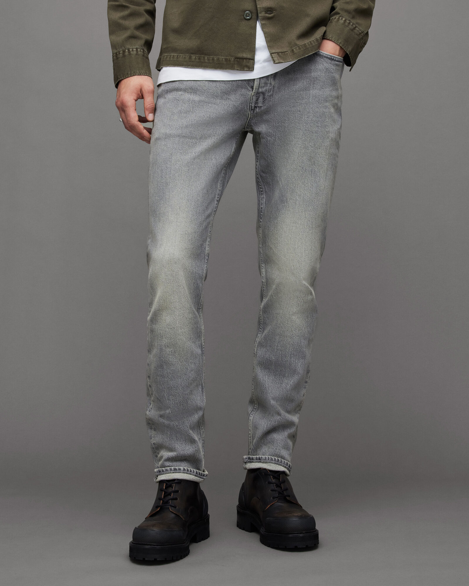 Rex Slim Fit Soft Stretch Denim Jeans DUSTY GREY | ALLSAINTS Canada
