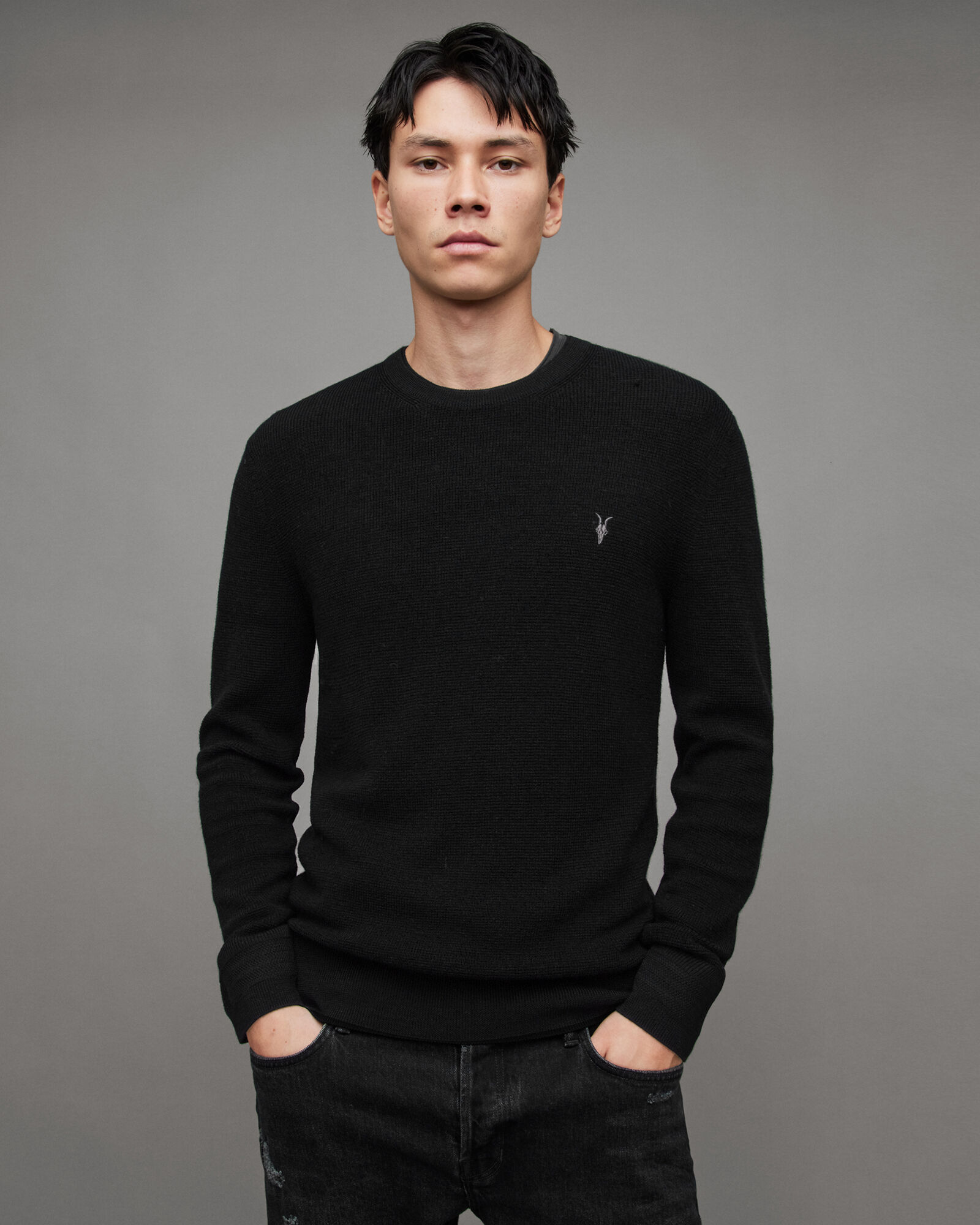 Ivar Merino Crew Jumper Black | ALLSAINTS