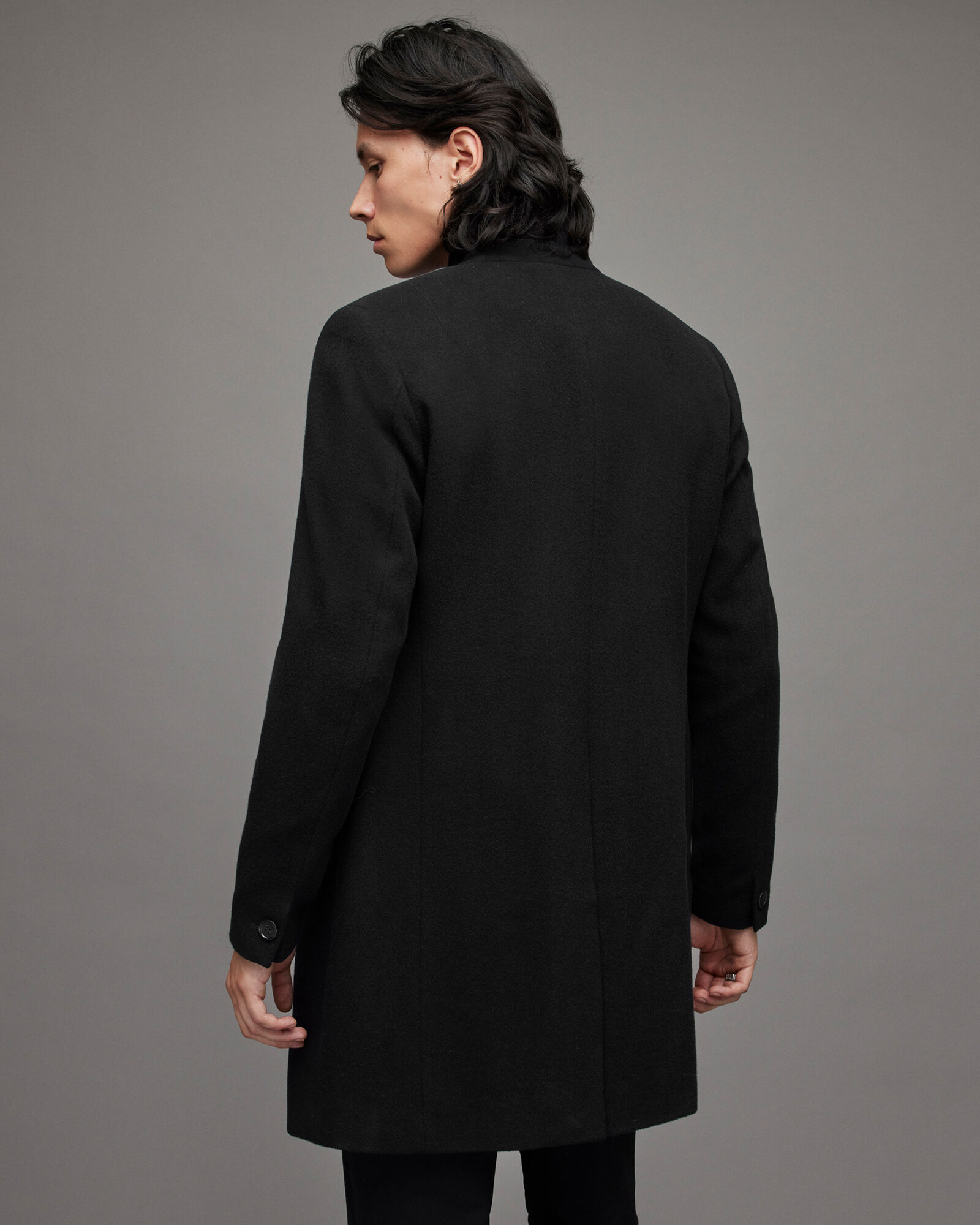 オールセインツ メンズ コート Coat Charcoal Wool Gray Manor アウター