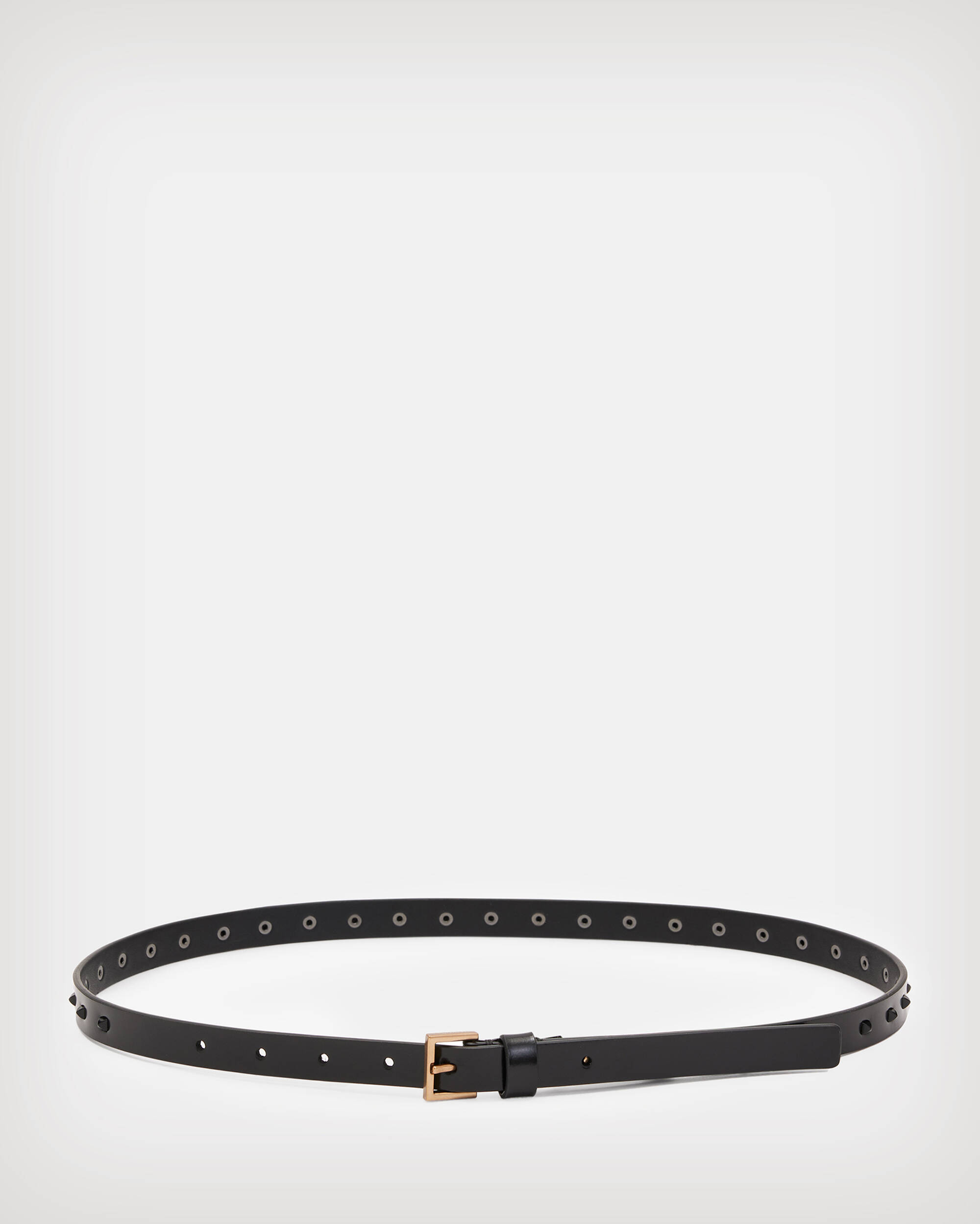 Maxie Studded Skinny Leather Belt BLACK/MATTE/BRASS | ALLSAINTS