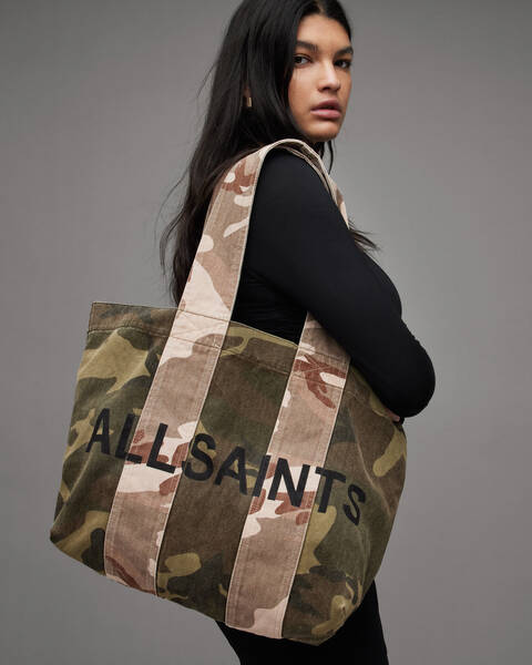 AllSaints opposite tote bag in leopard print