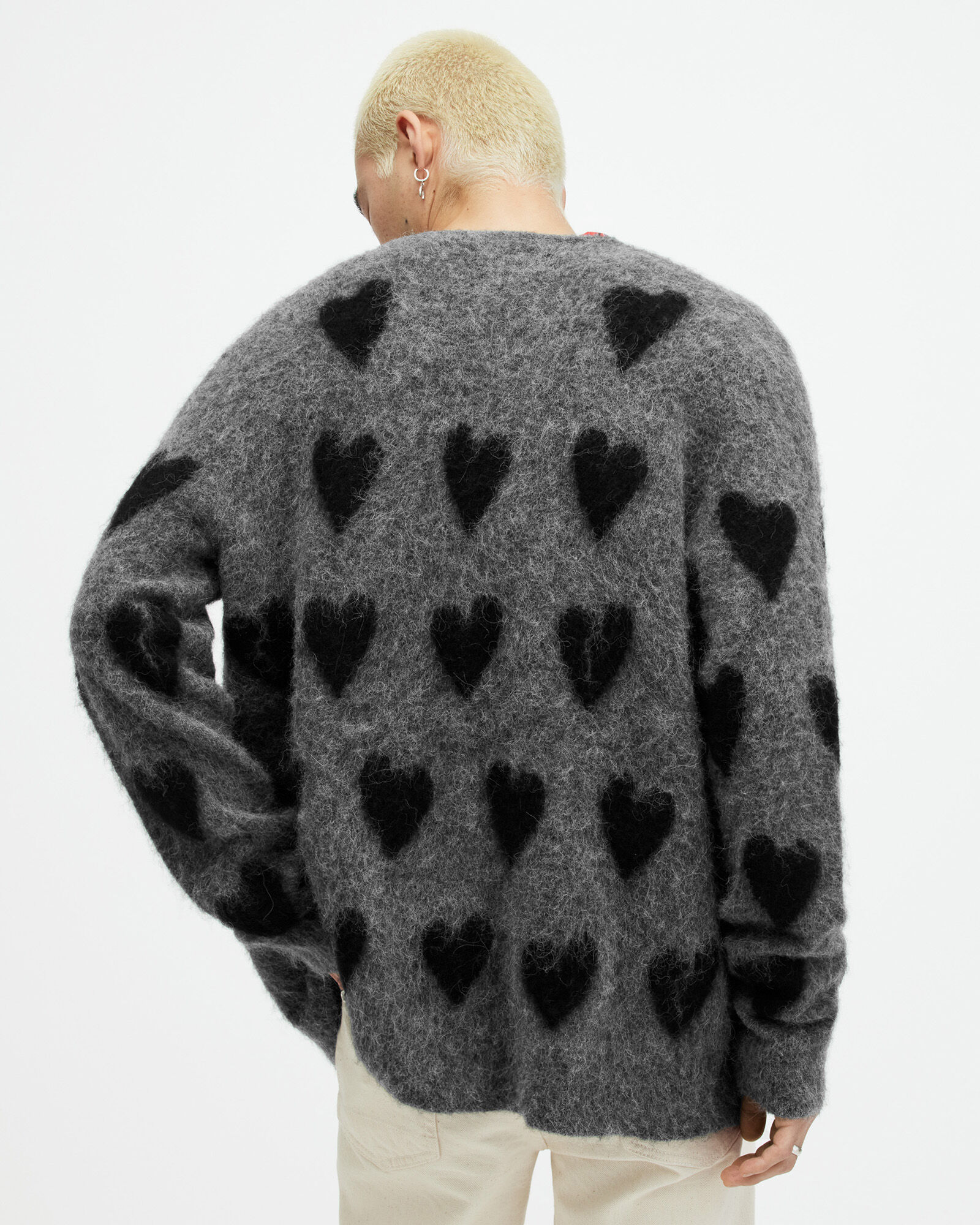 Amore Heart Motif Relaxed Fit Cardigan