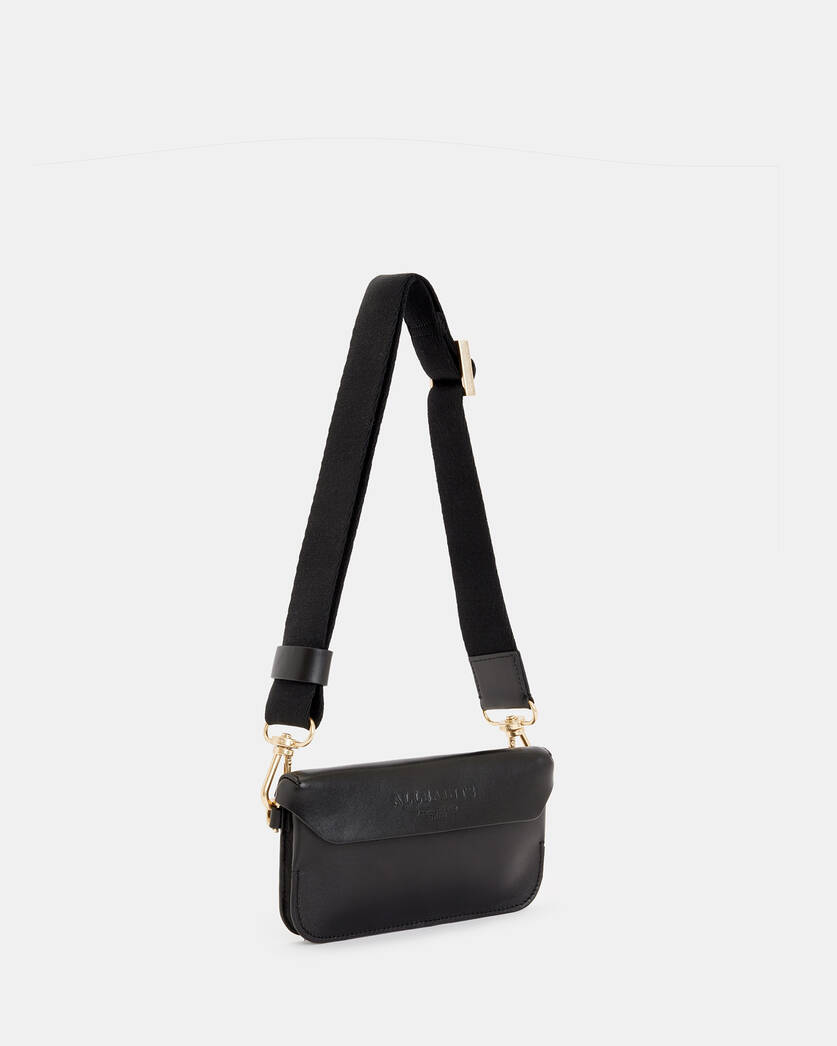 Zoe Leather Adjustable Crossbody Bag Black
