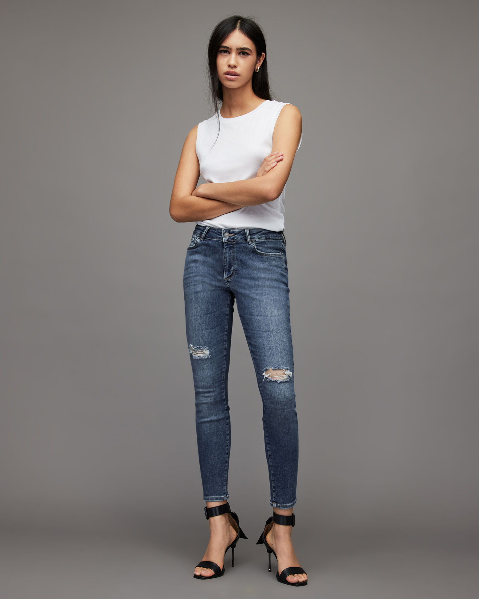 Miller Mid-Rise Size Me Skinny Jeans MID INDIGO BLUE | ALLSAINTS