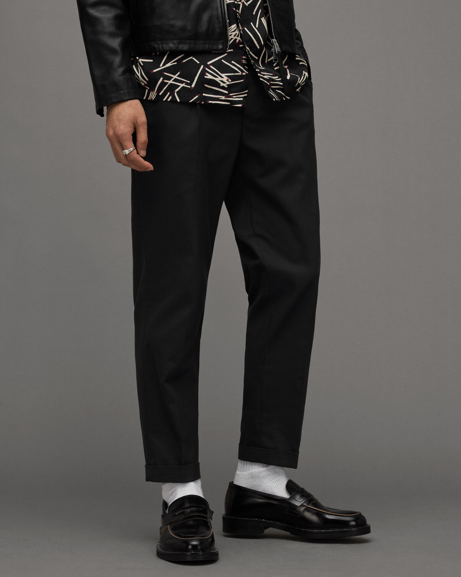 Tallis Slim Fit Cropped Tapered Trousers