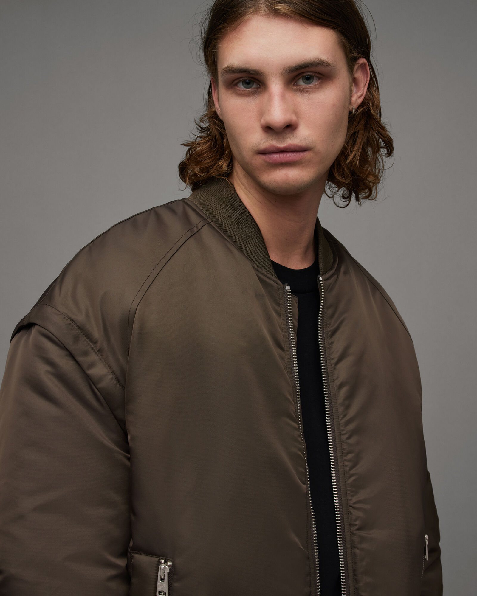 Akio 2-In-1 Recycled Quilt Bomber Jacket DULL KHAKI | ALLSAINTS Canada