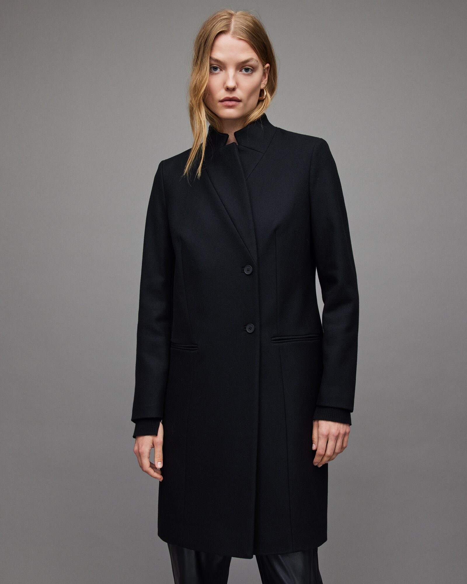 Sidney Recycled Wool-Cashmere Blend Coat Black | ALLSAINTS