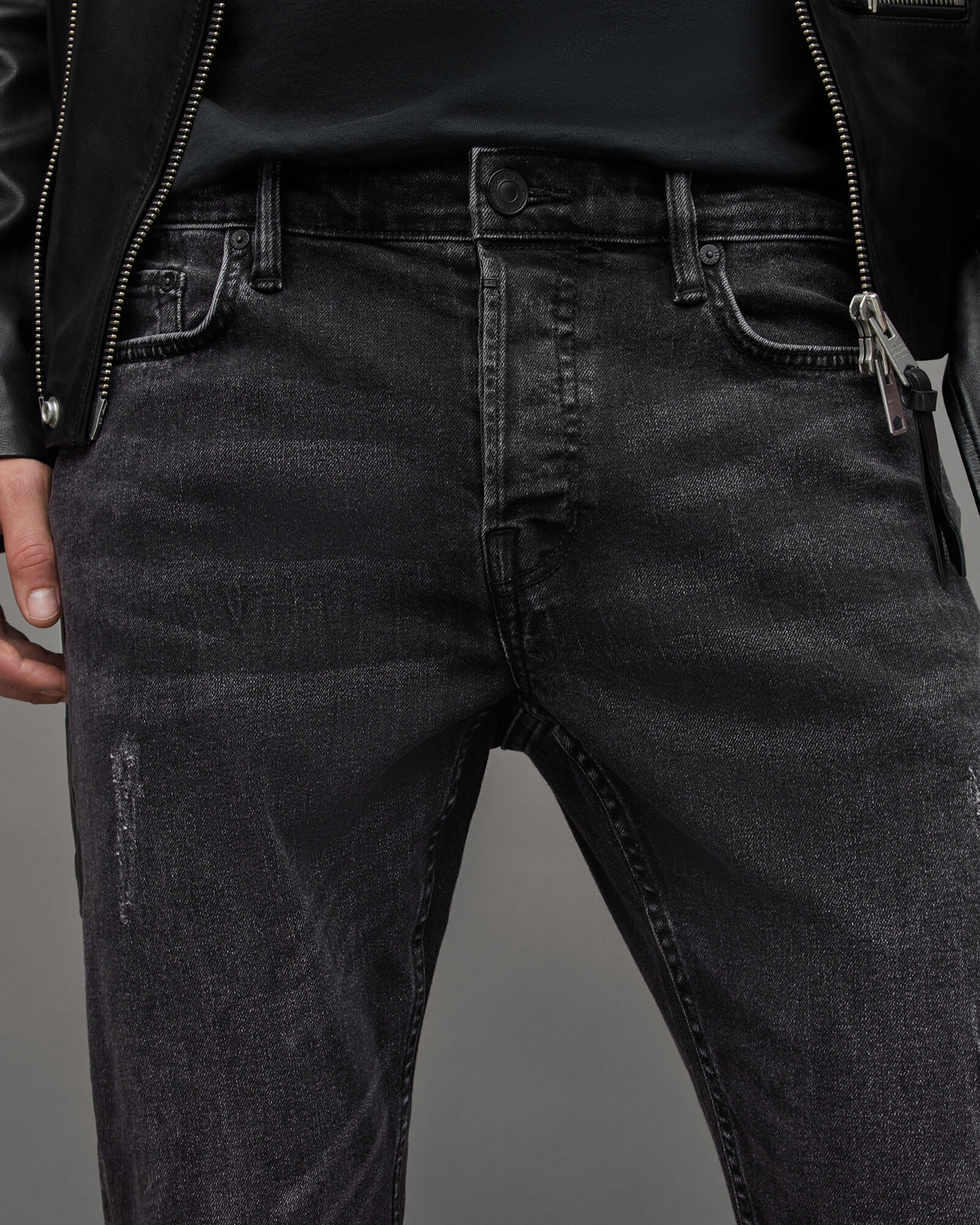 Rex Slim Fit Soft Stretch Denim Jeans Washed Black | ALLSAINTS Canada