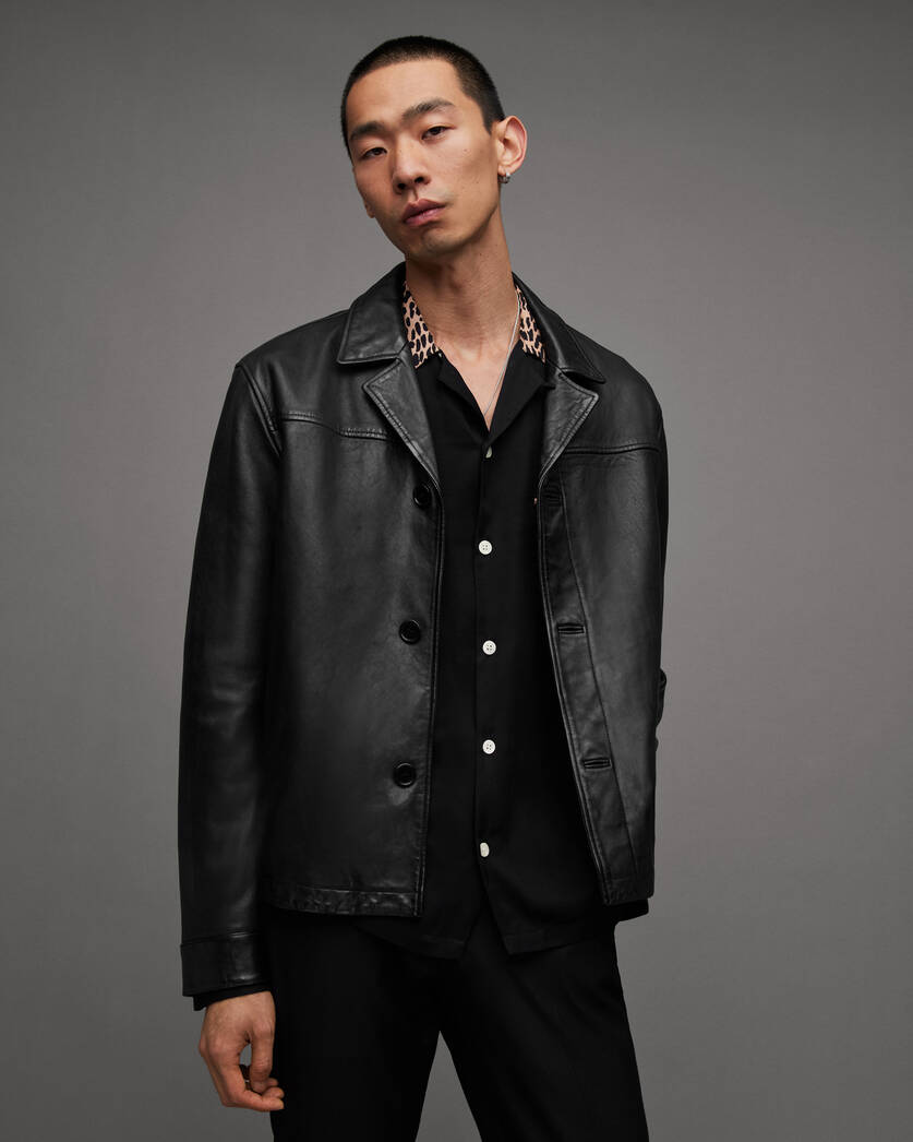 Tona Cropped Slim Fit Leather Jacket Black | ALLSAINTS