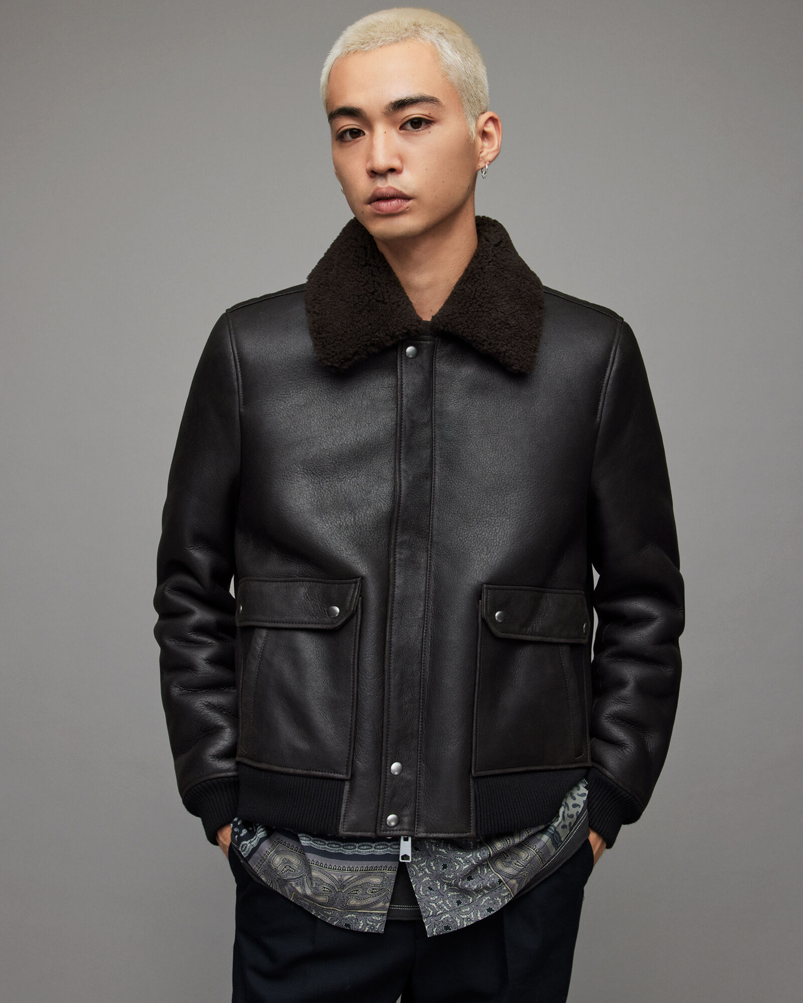 Nolan Shearling Jacket Black | ALLSAINTS