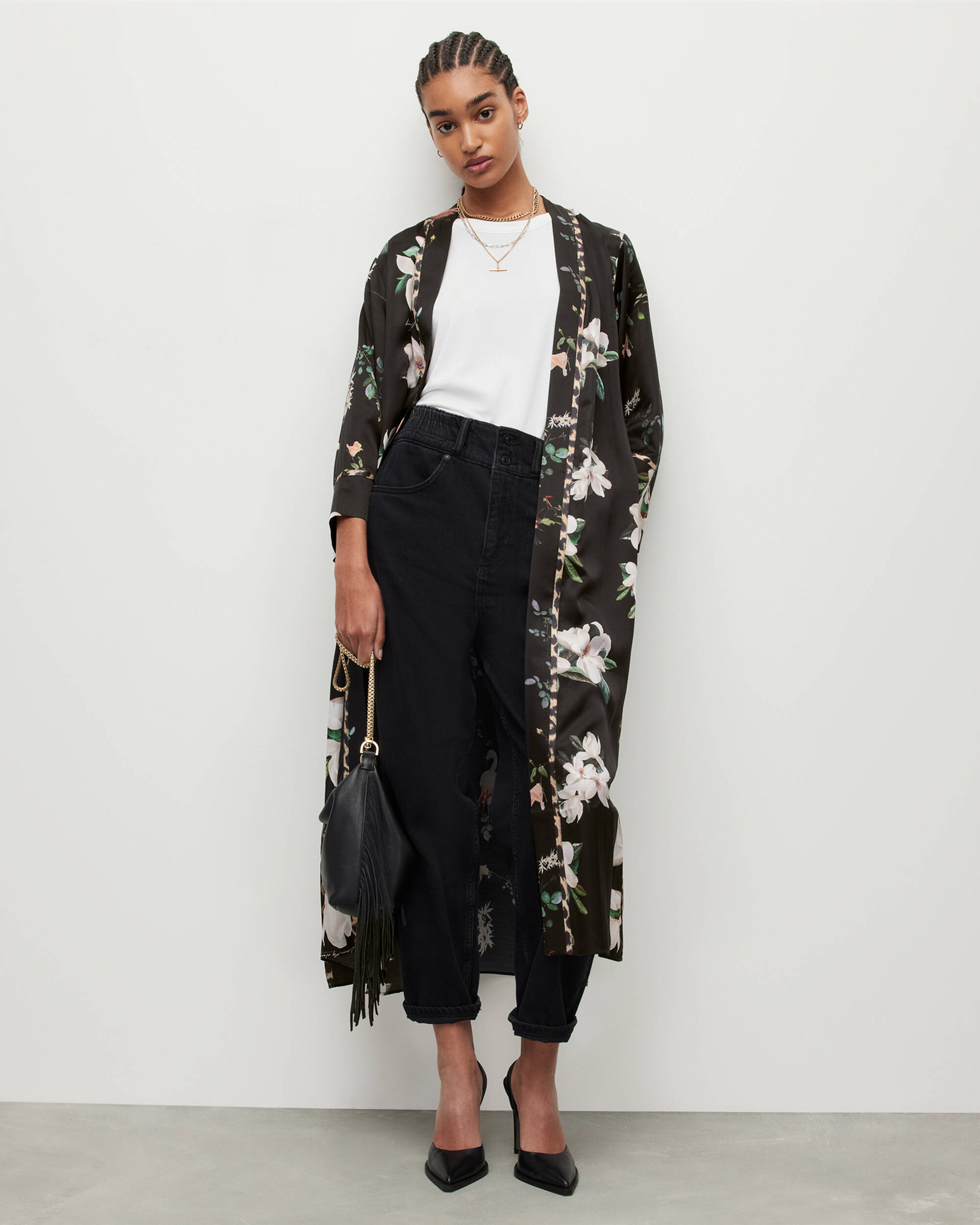 Casa Alessandra Silk Blend Kimono Black | ALLSAINTS