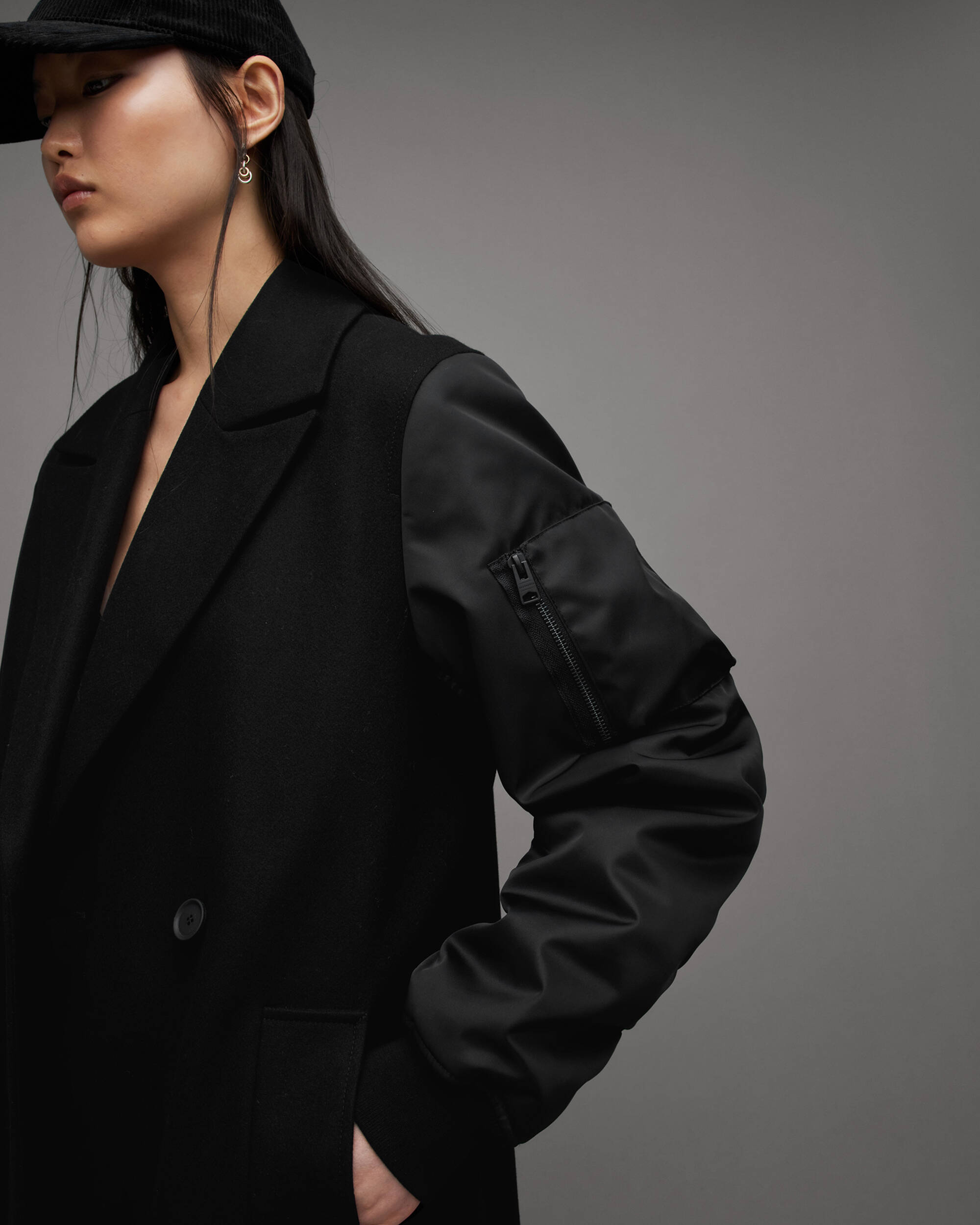 Paulah Wool Cashmere Blend Long Coat Black | ALLSAINTS