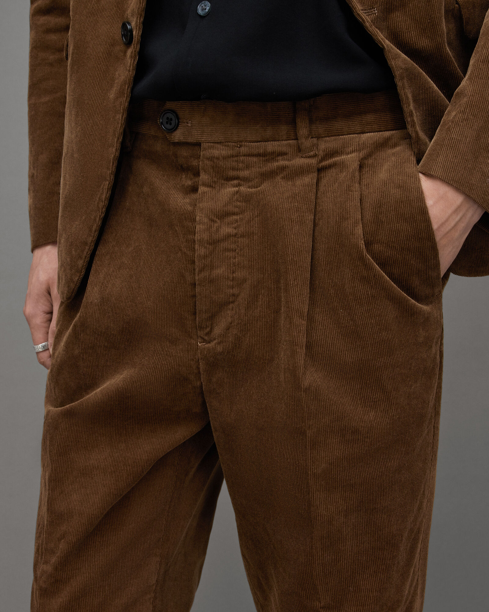 Kiels Mid-Rise Slim Fit Cropped Trousers FADED BROWN | ALLSAINTS